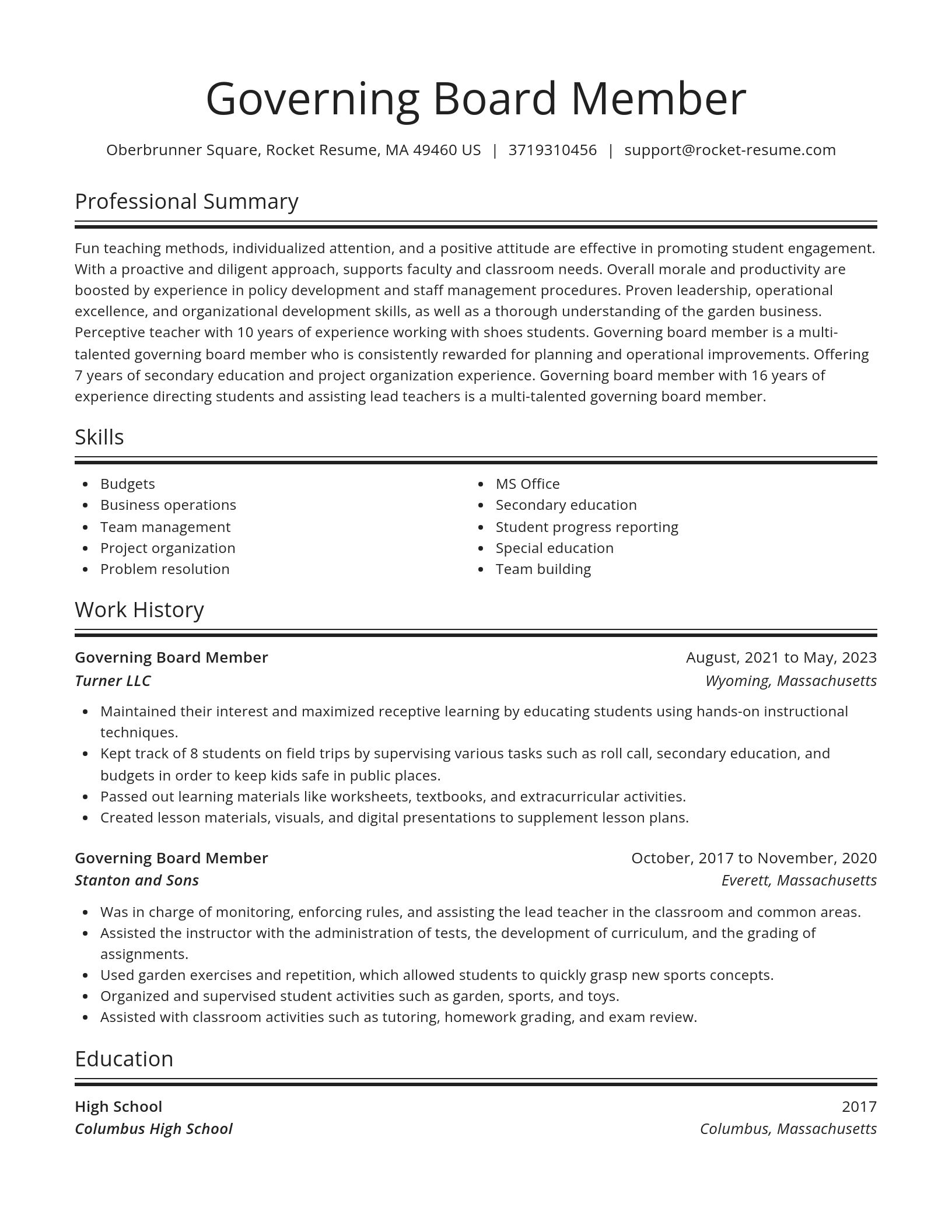 Spotlight resume template