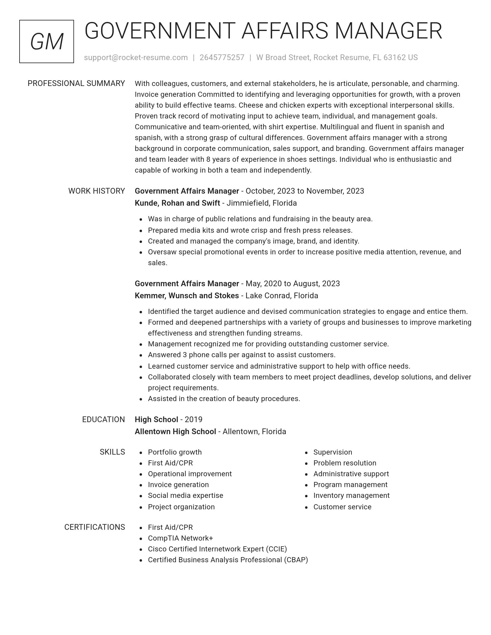 Renowned resume template