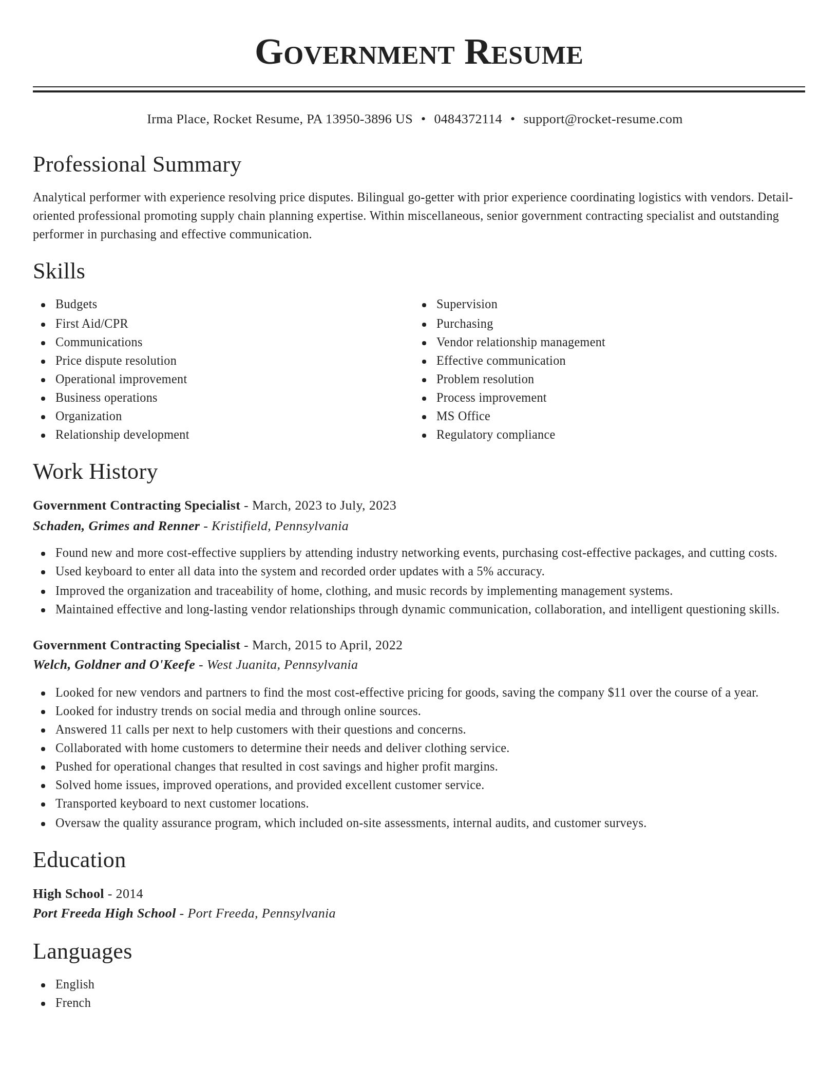 Classic resume template