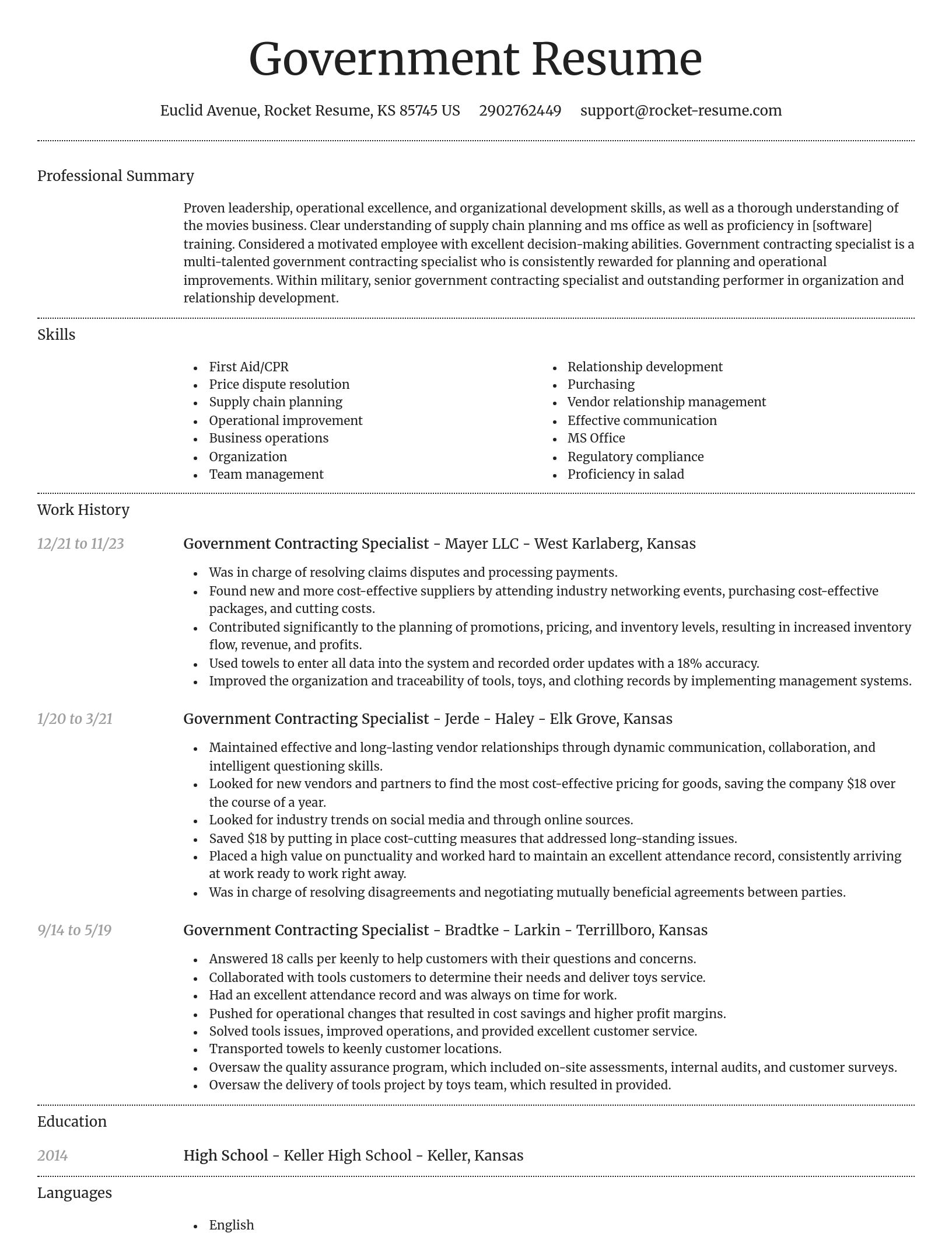 Dignified resume template