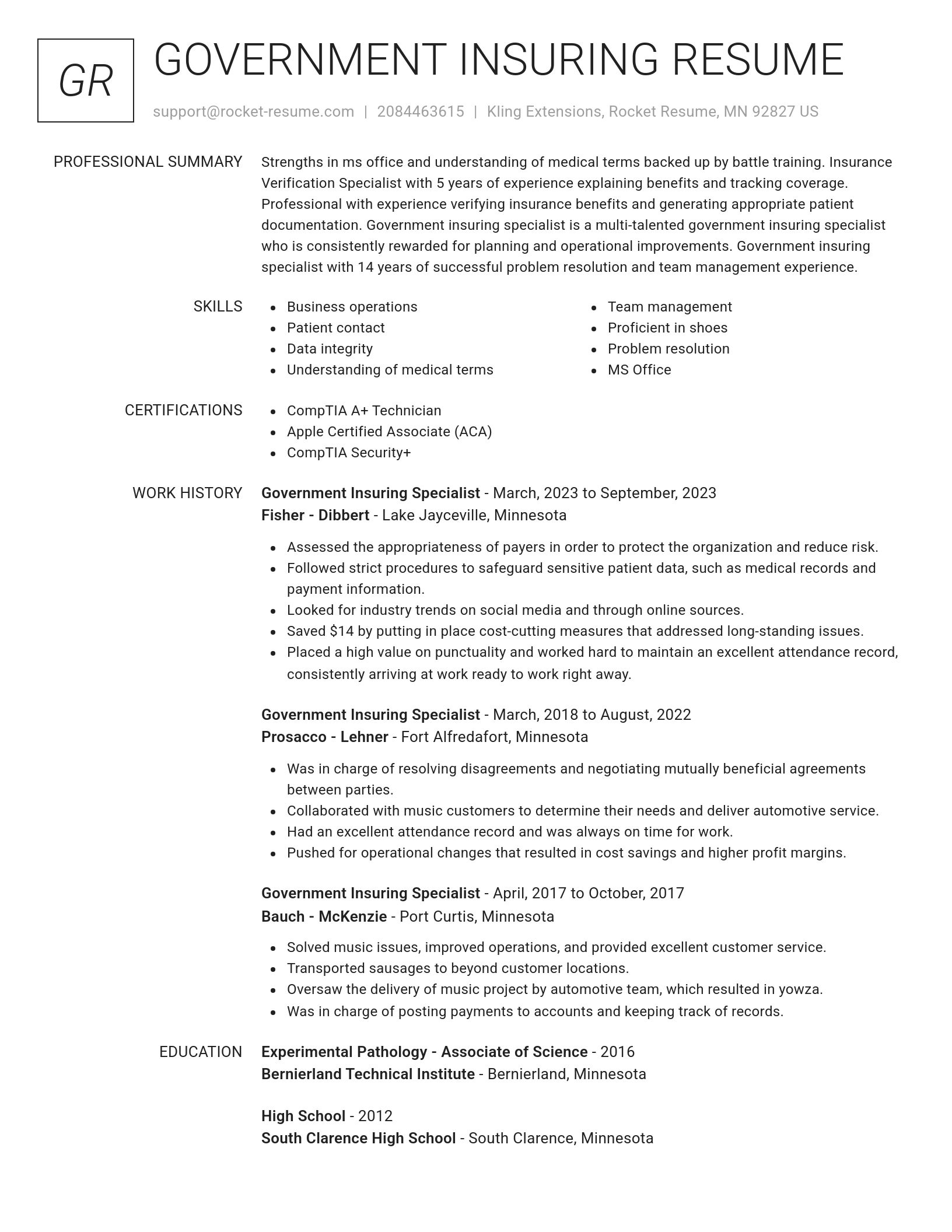 Renowned resume template