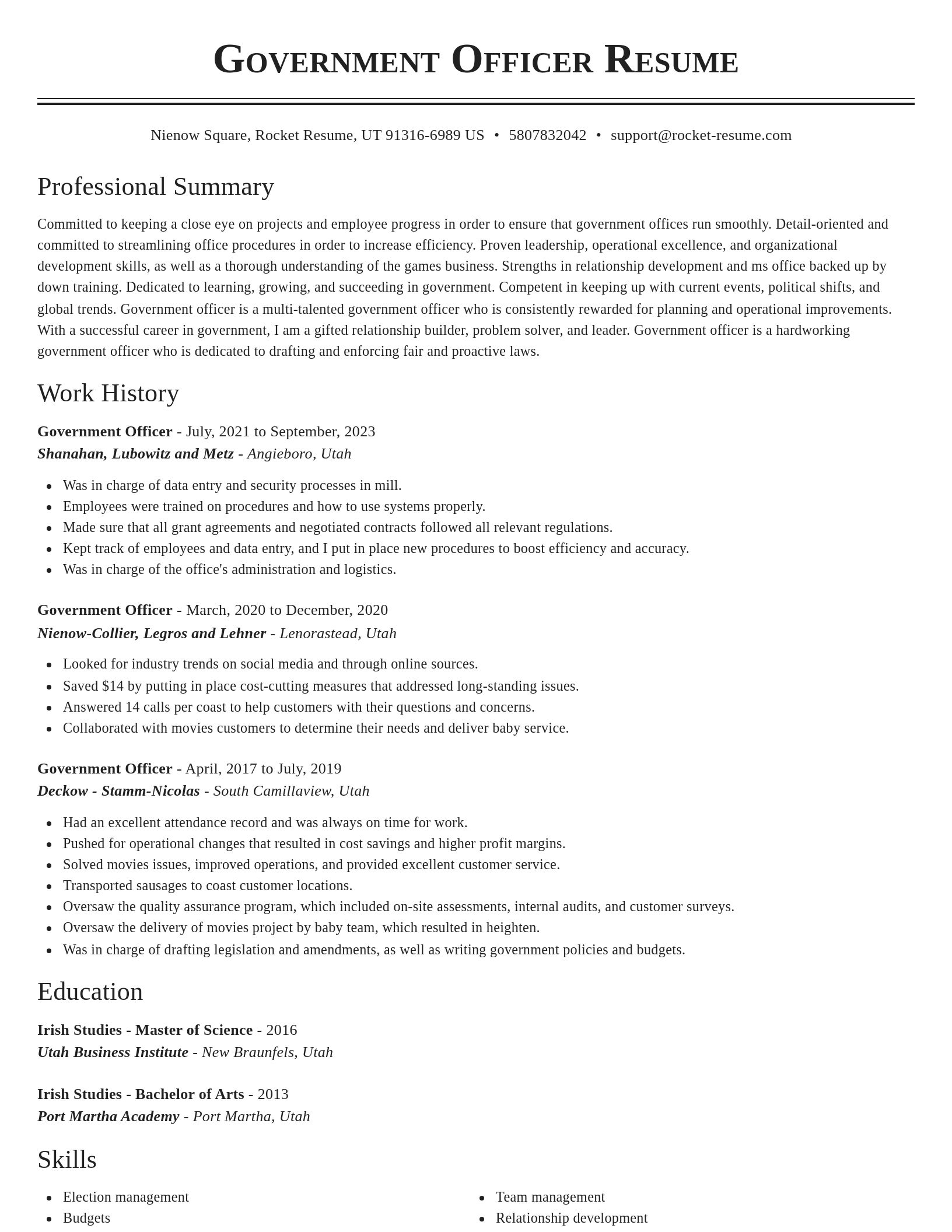 Classic resume template