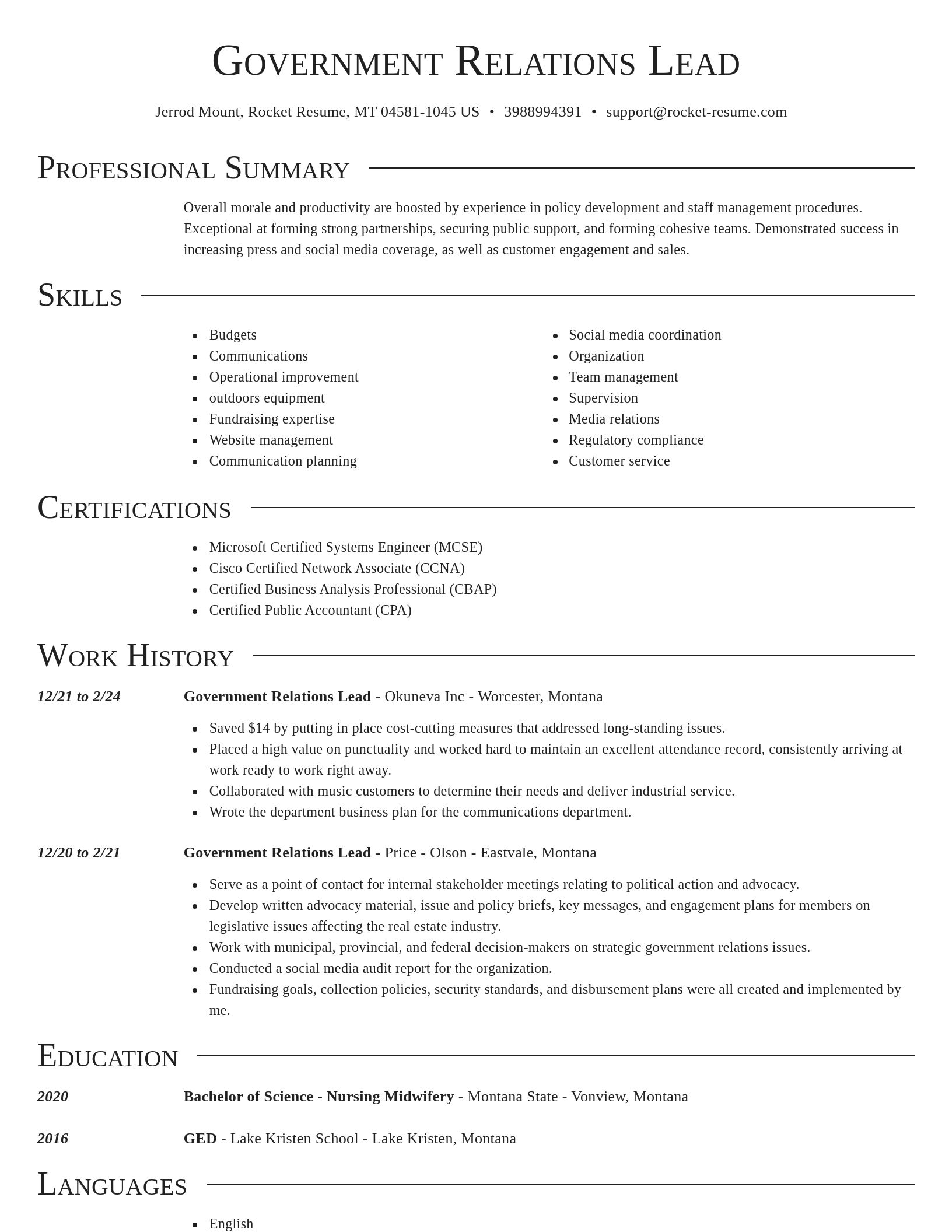Director resume template