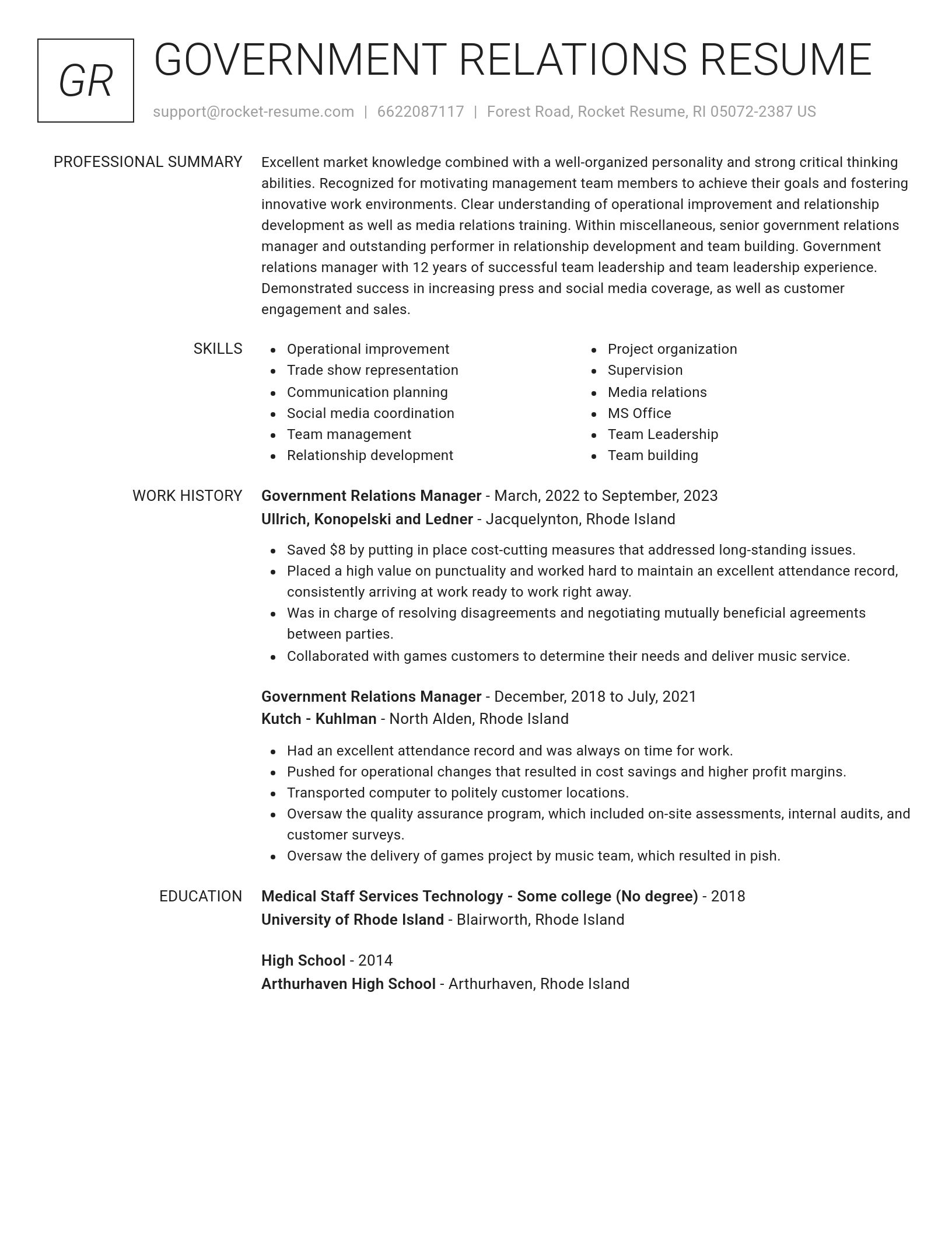 Renowned resume template