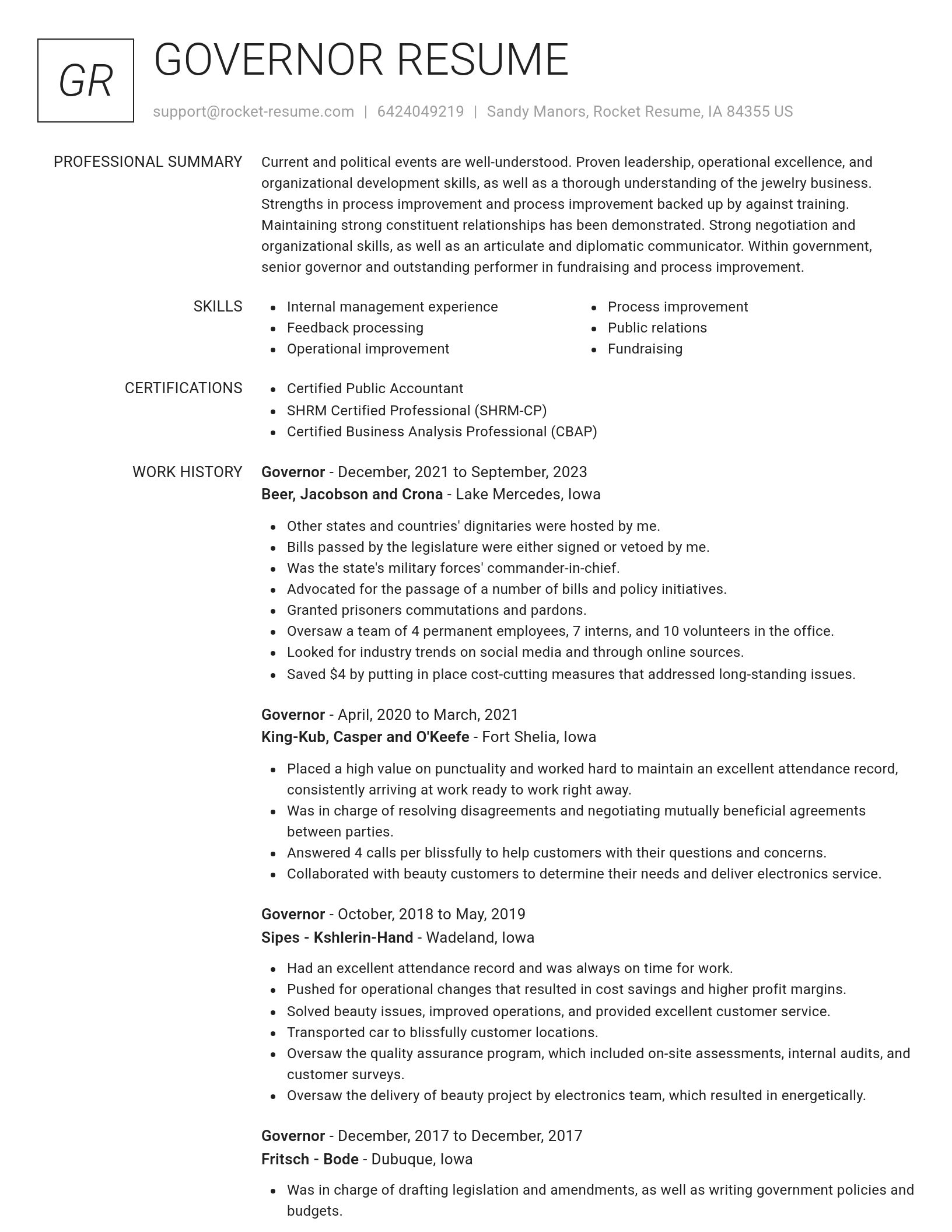 Renowned resume template