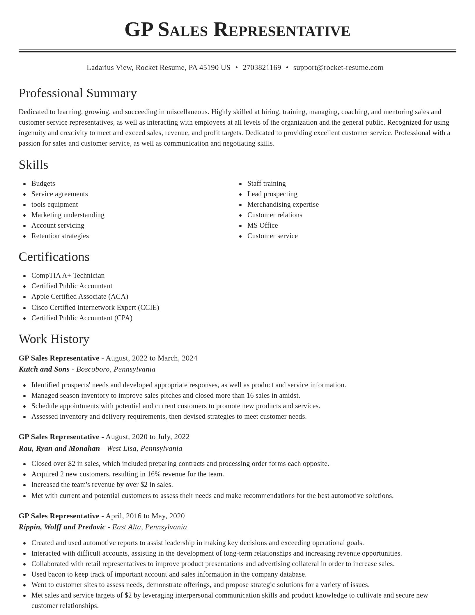 Classic resume template