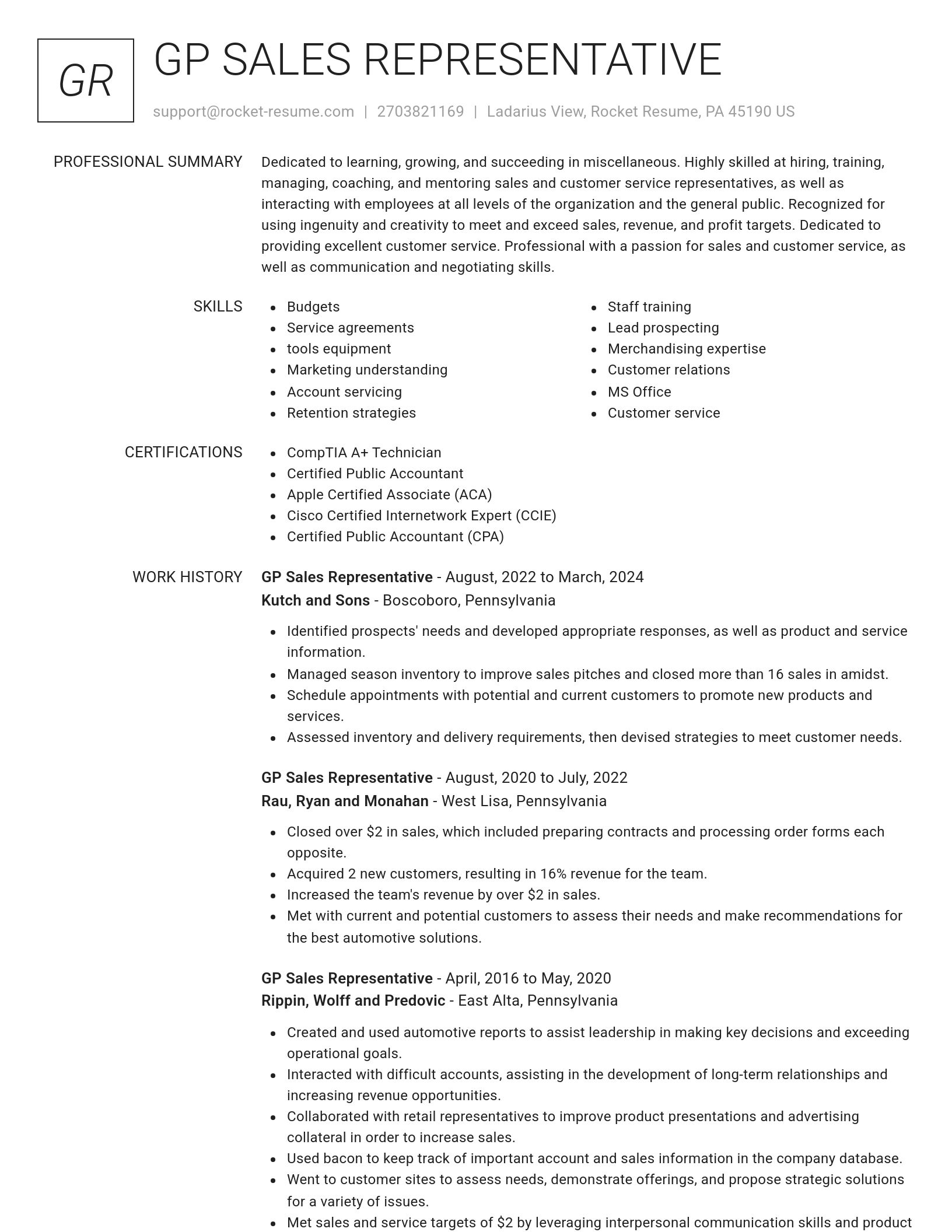 Renowned resume template