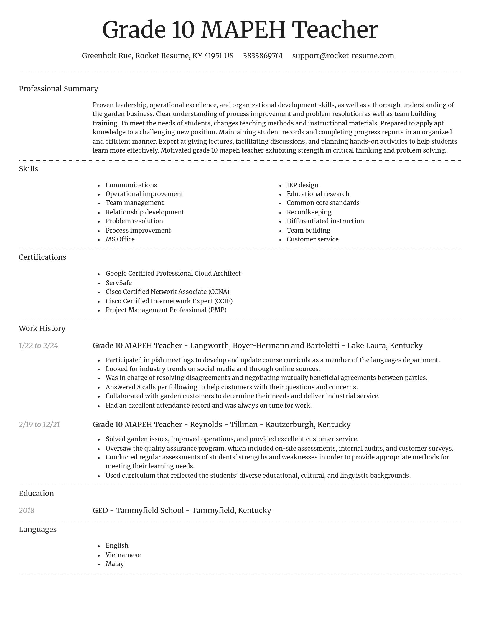 Dignified resume template