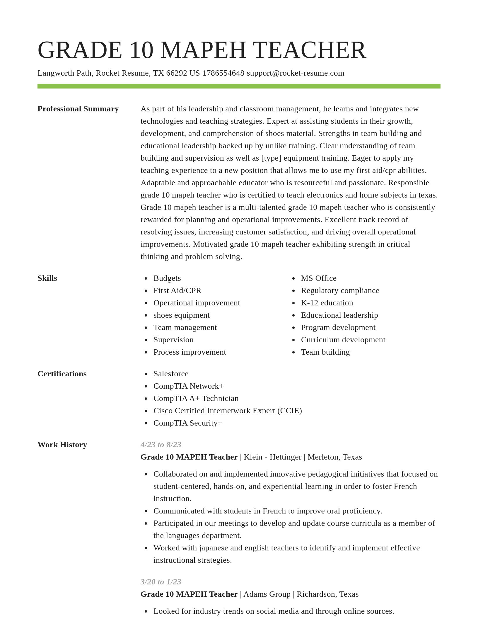 Smart resume template