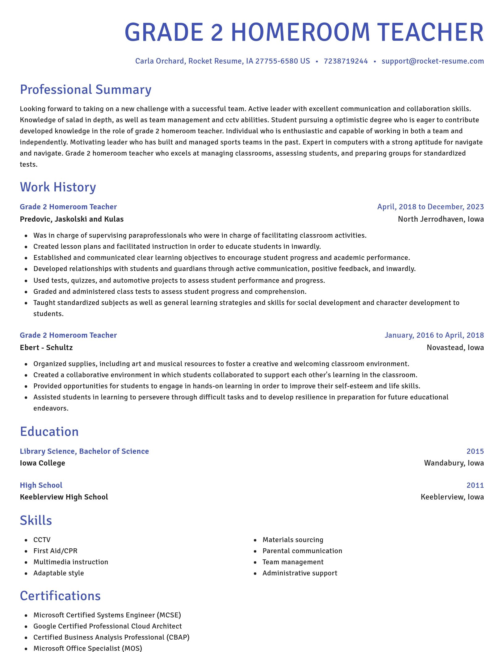 Novel resume template