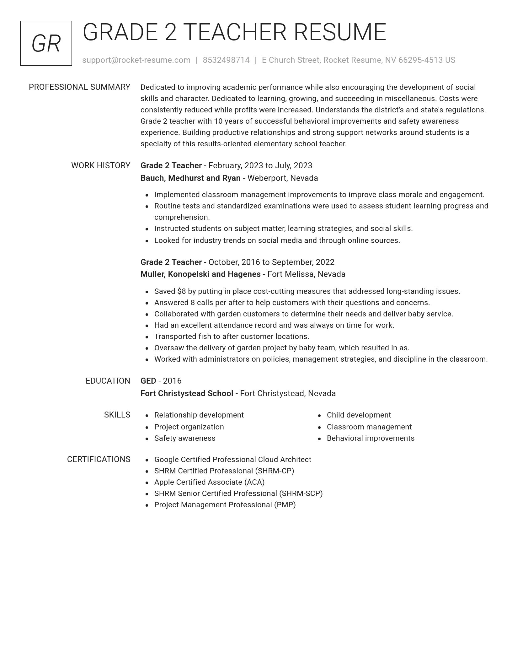 Renowned resume template