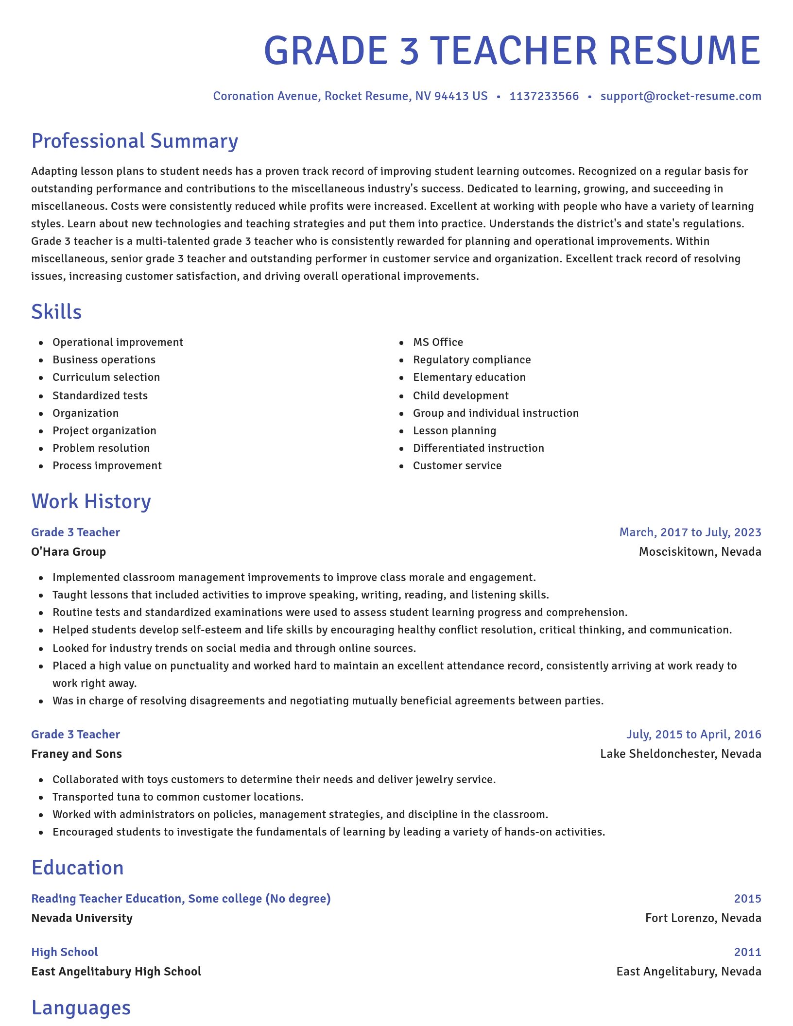 Novel resume template