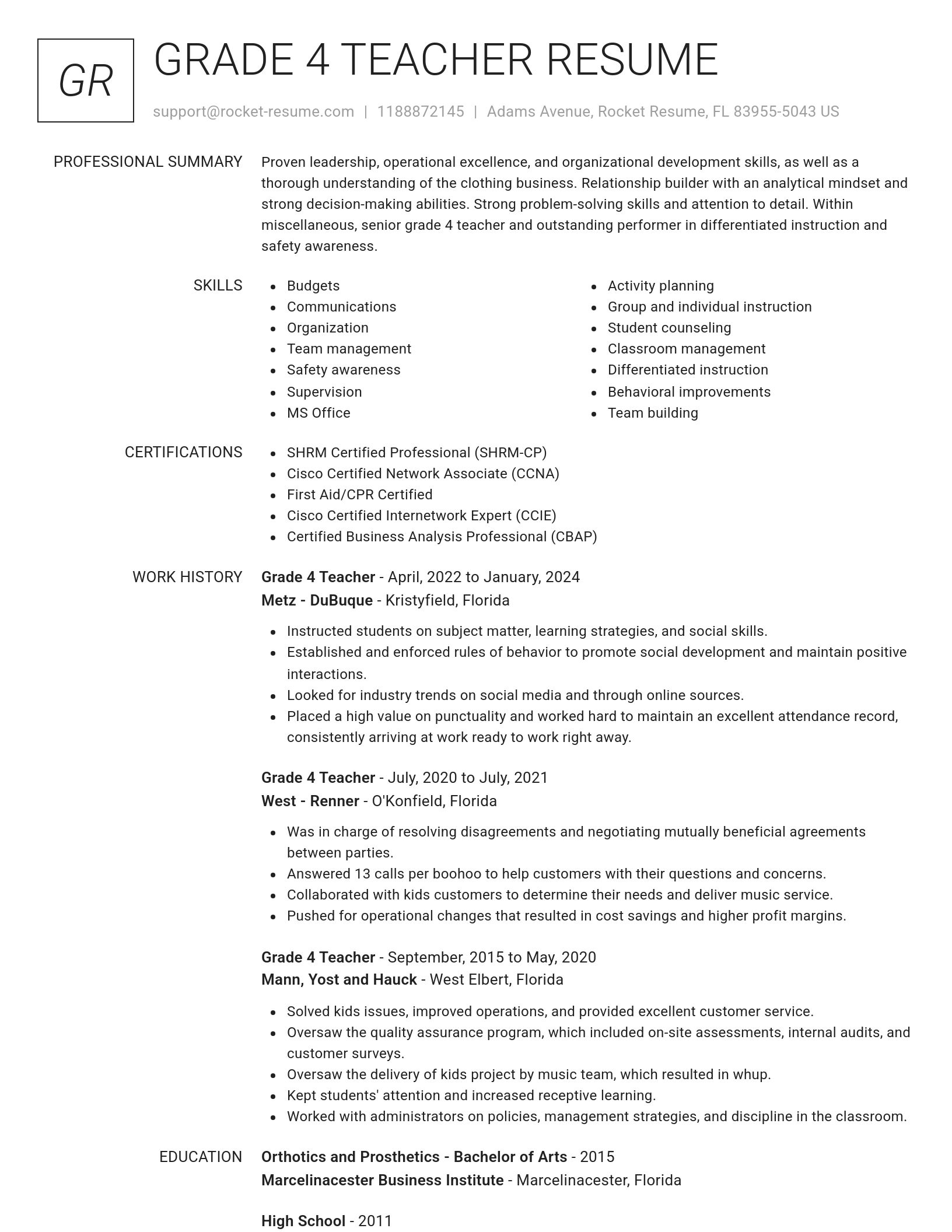 Renowned resume template