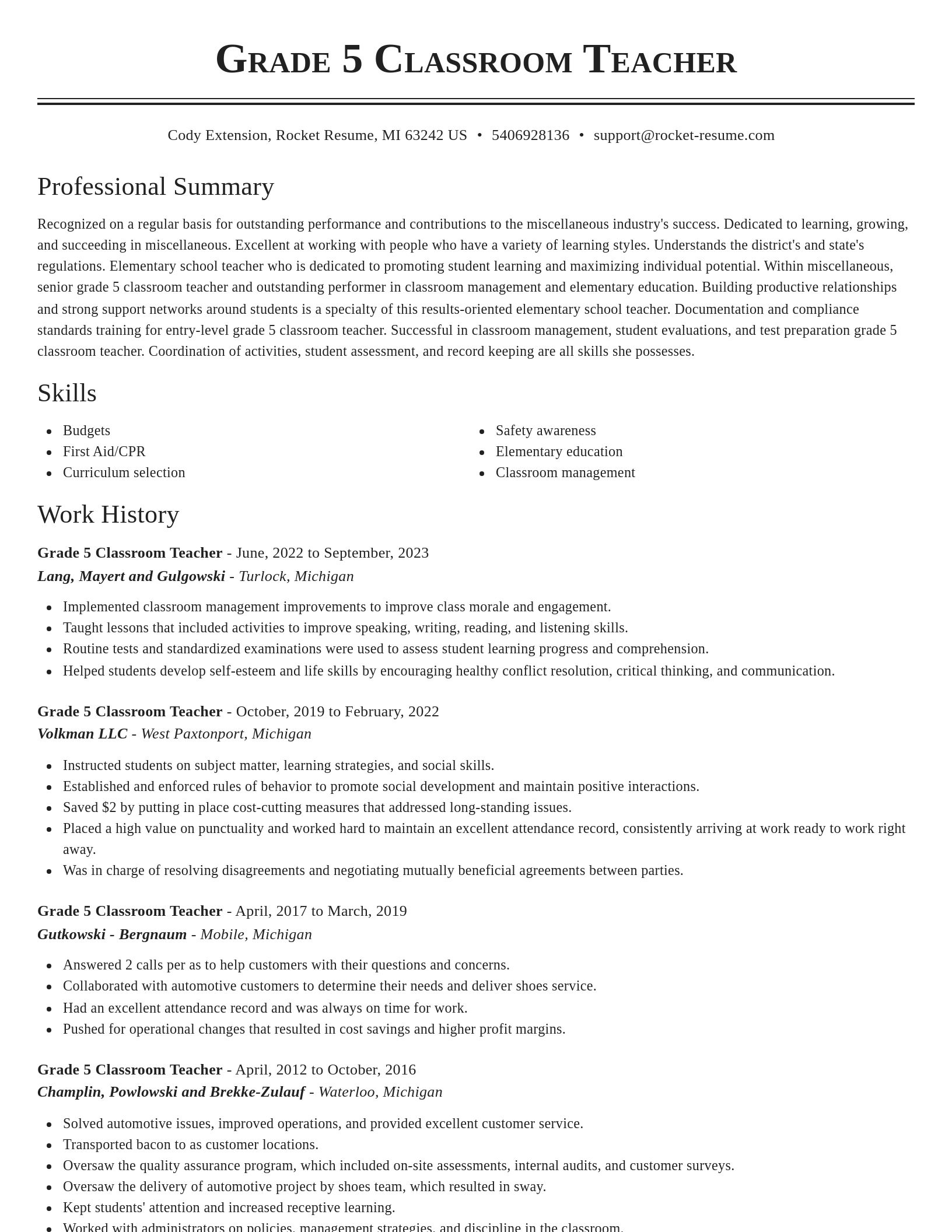 Classic resume template