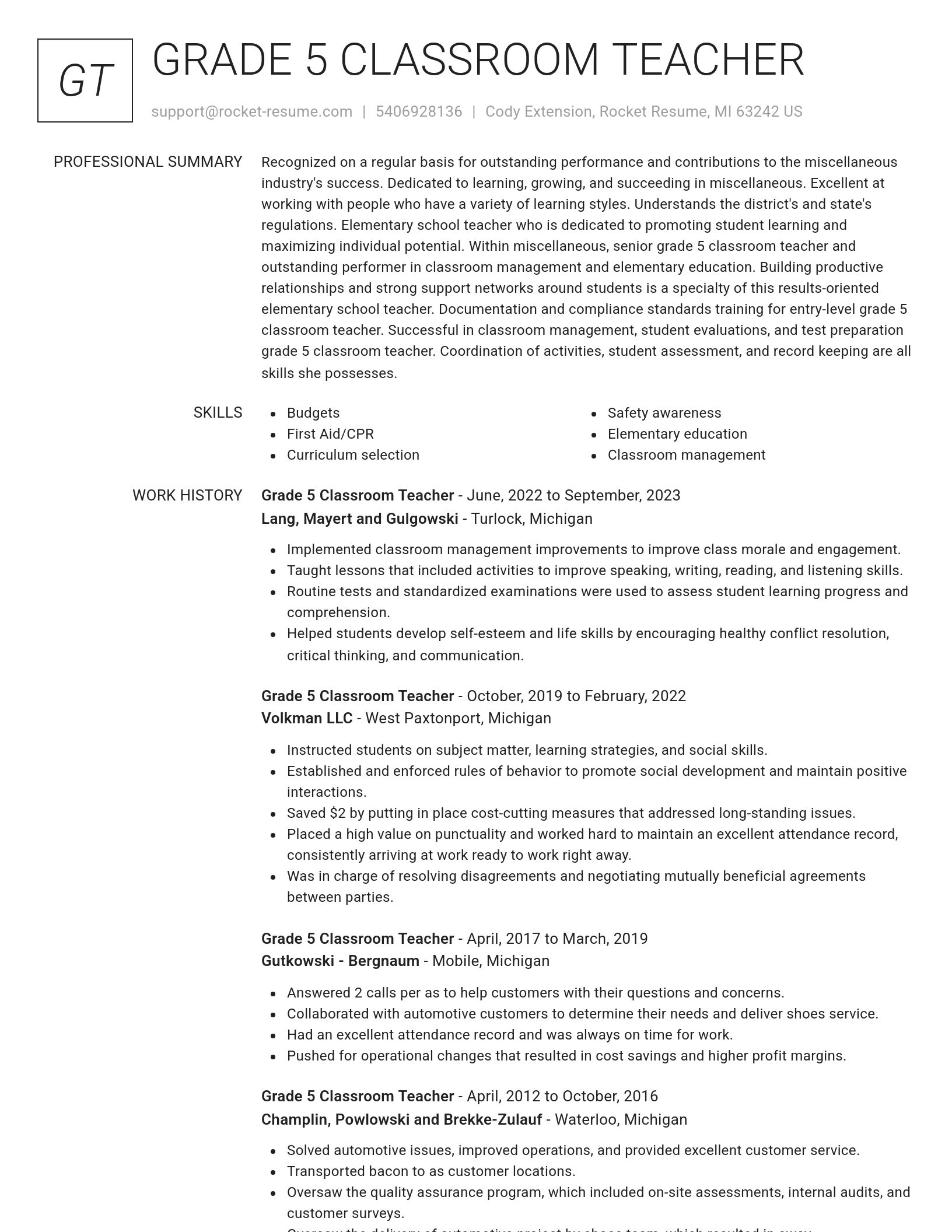Renowned resume template