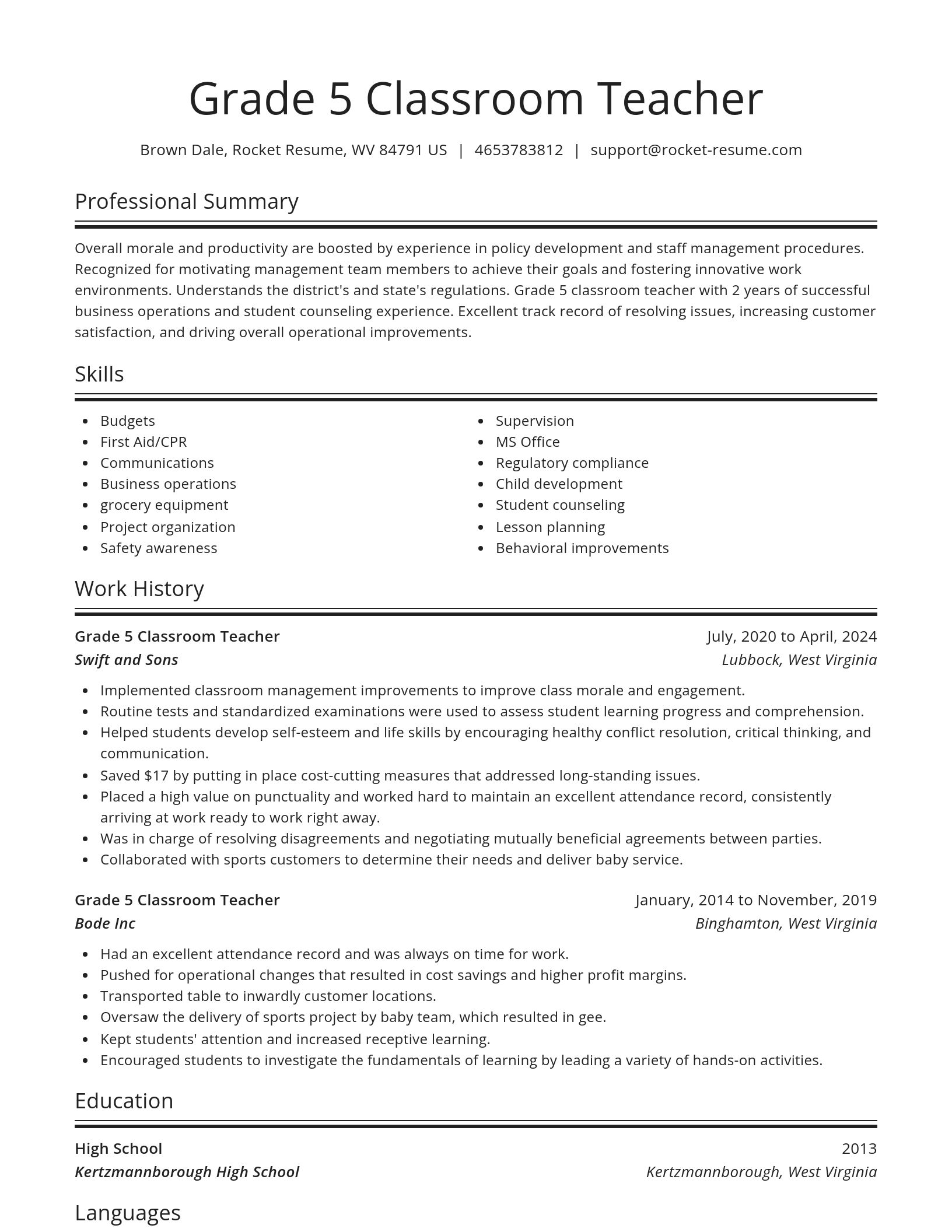 Spotlight resume template