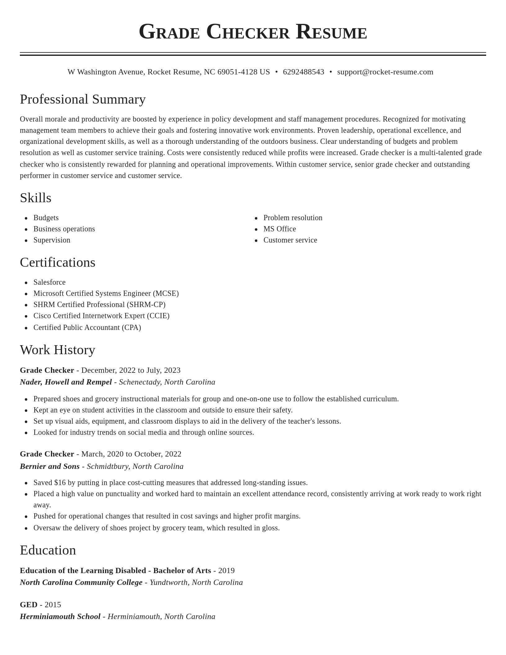 Classic resume template