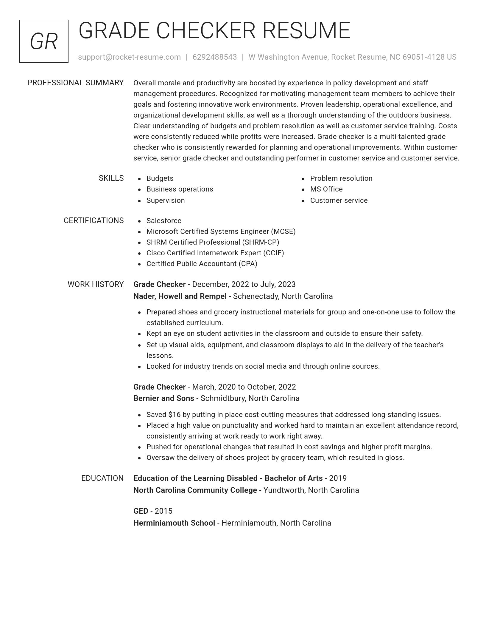 Renowned resume template