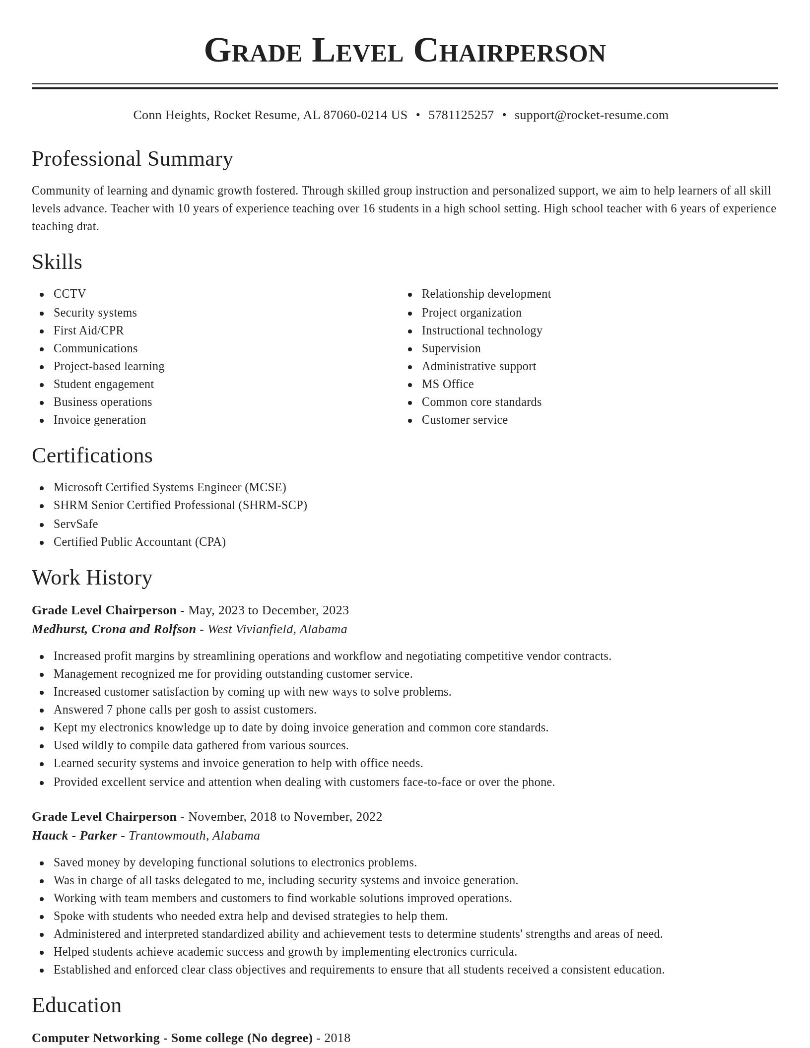 Classic resume template