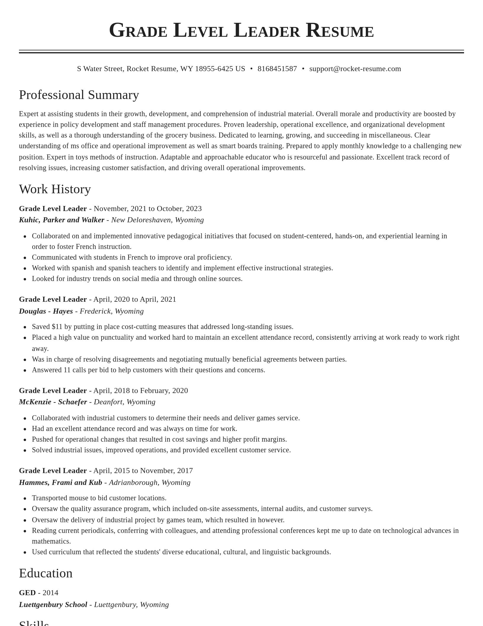 Classic resume template
