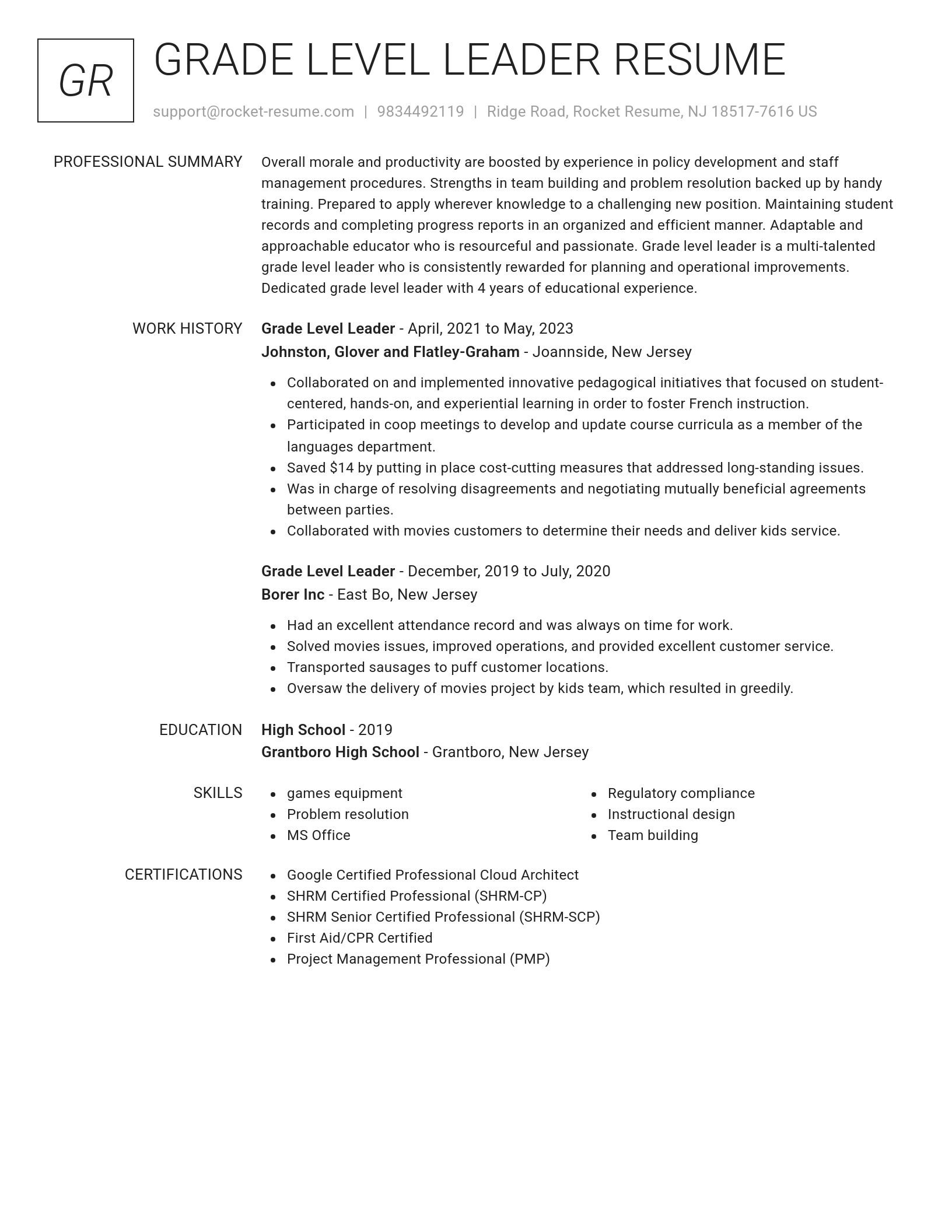 Renowned resume template