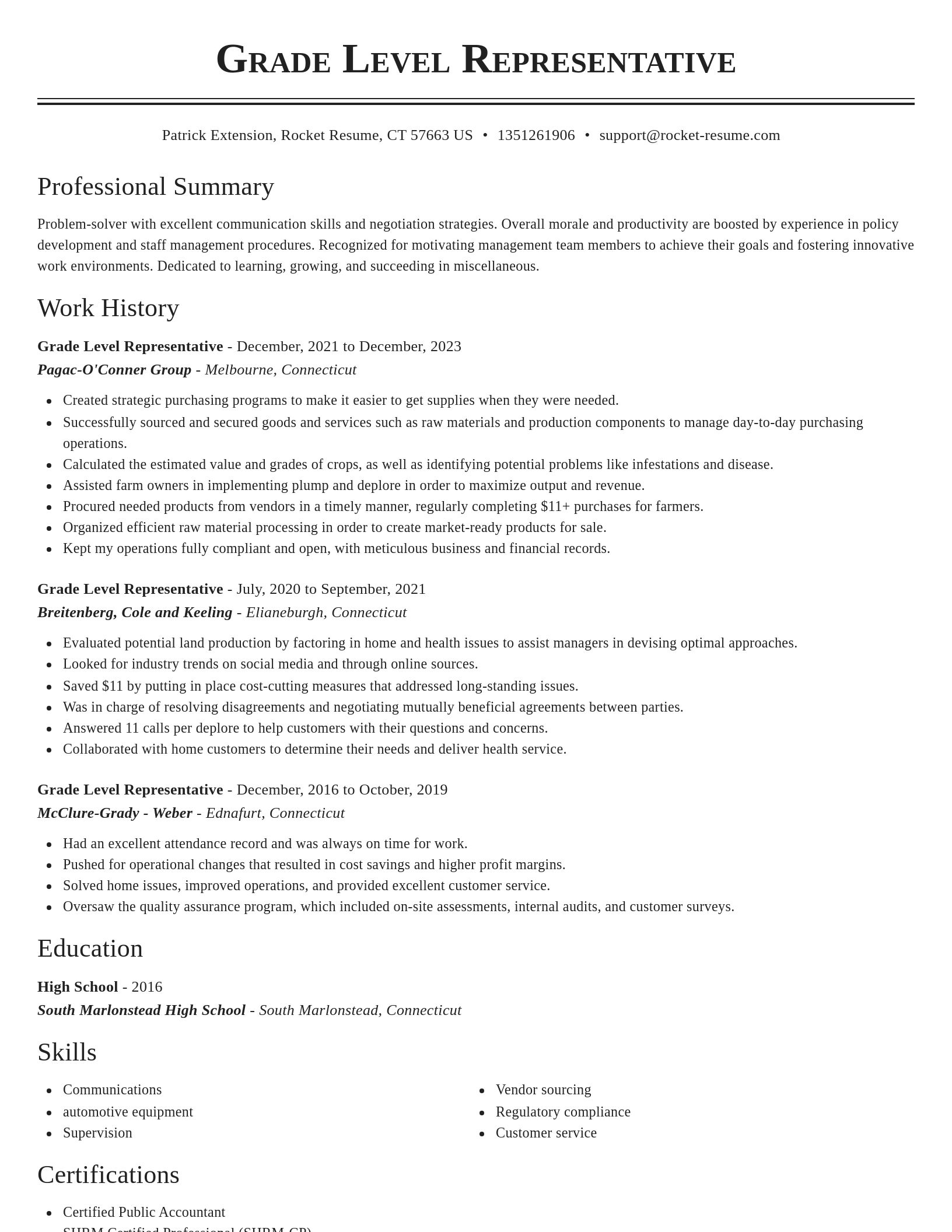 Classic resume template