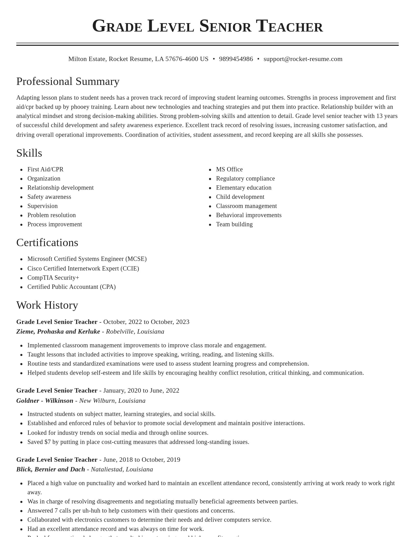 Classic resume template
