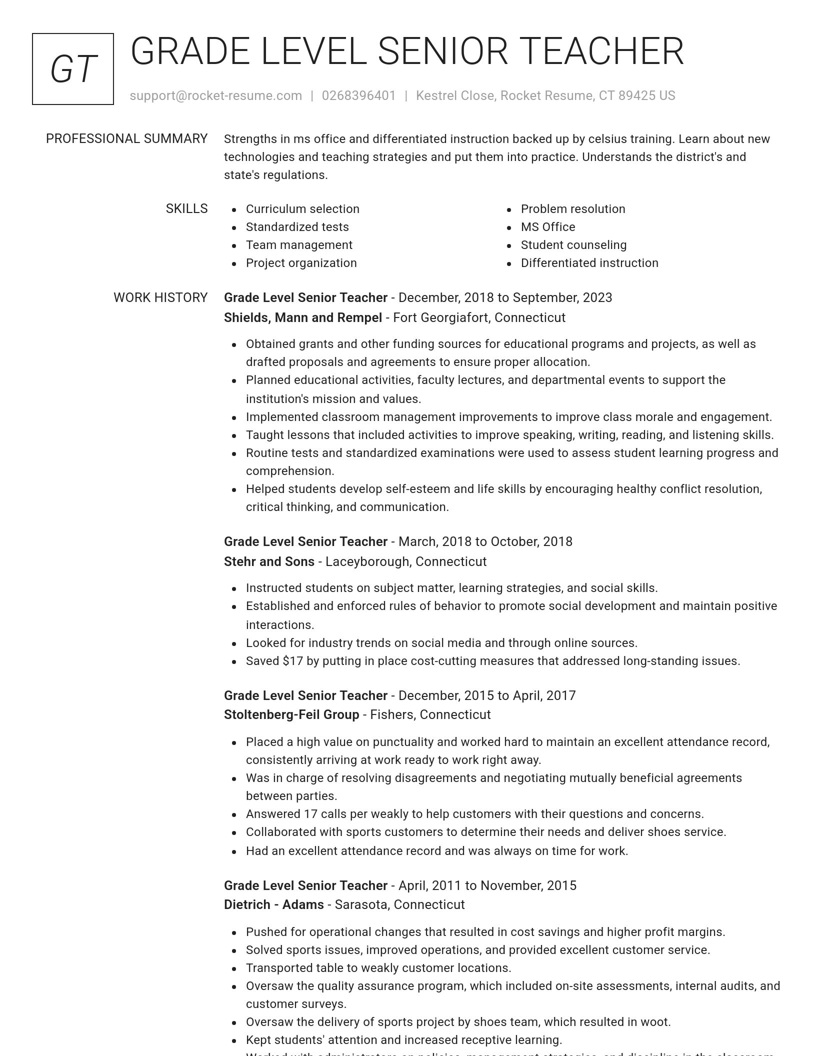 Renowned resume template