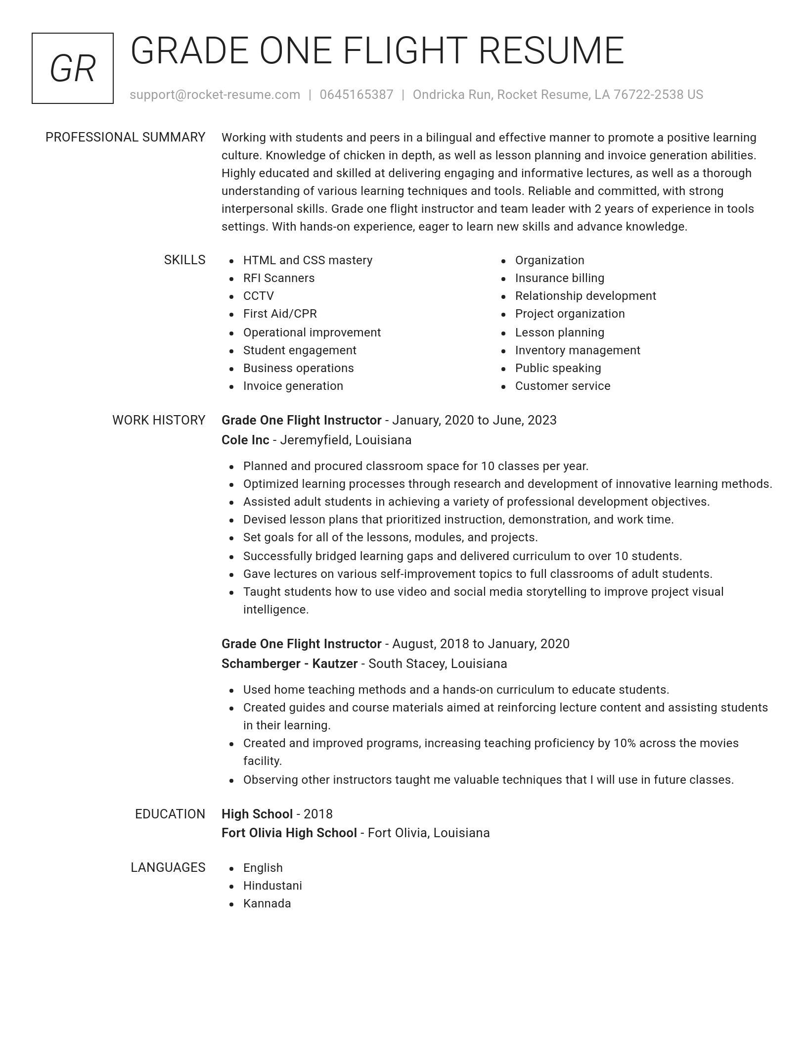 Renowned resume template