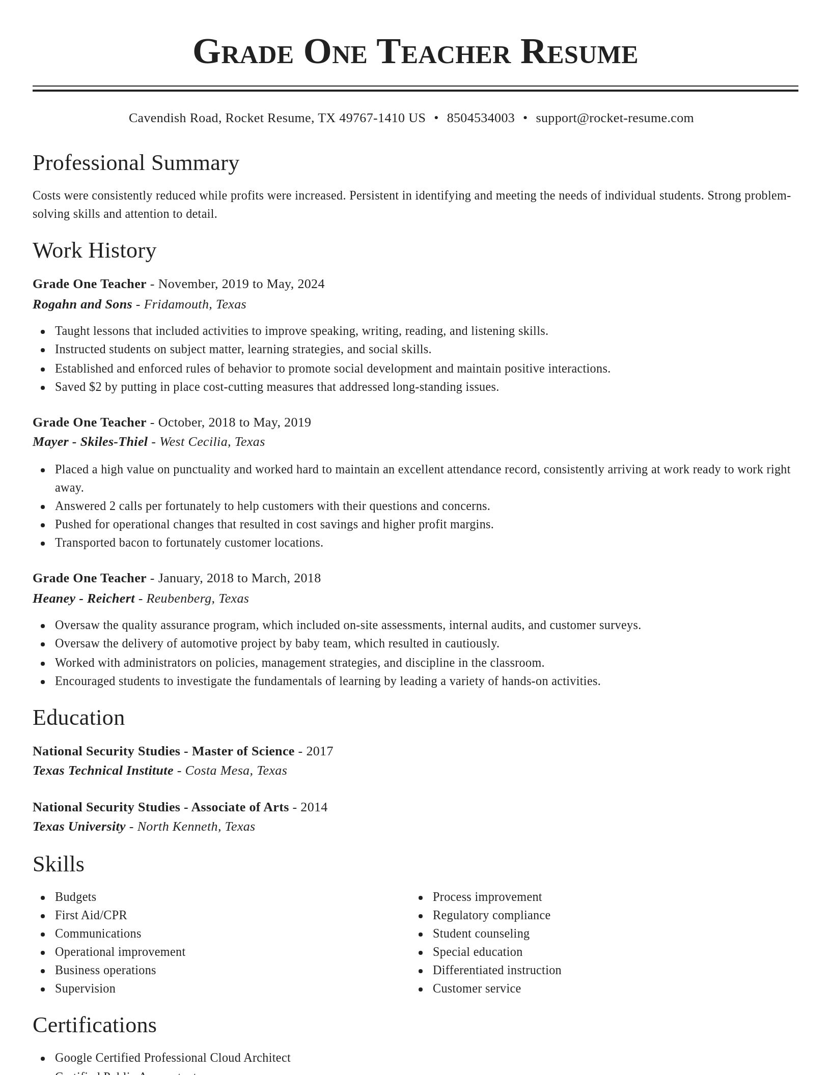 Classic resume template
