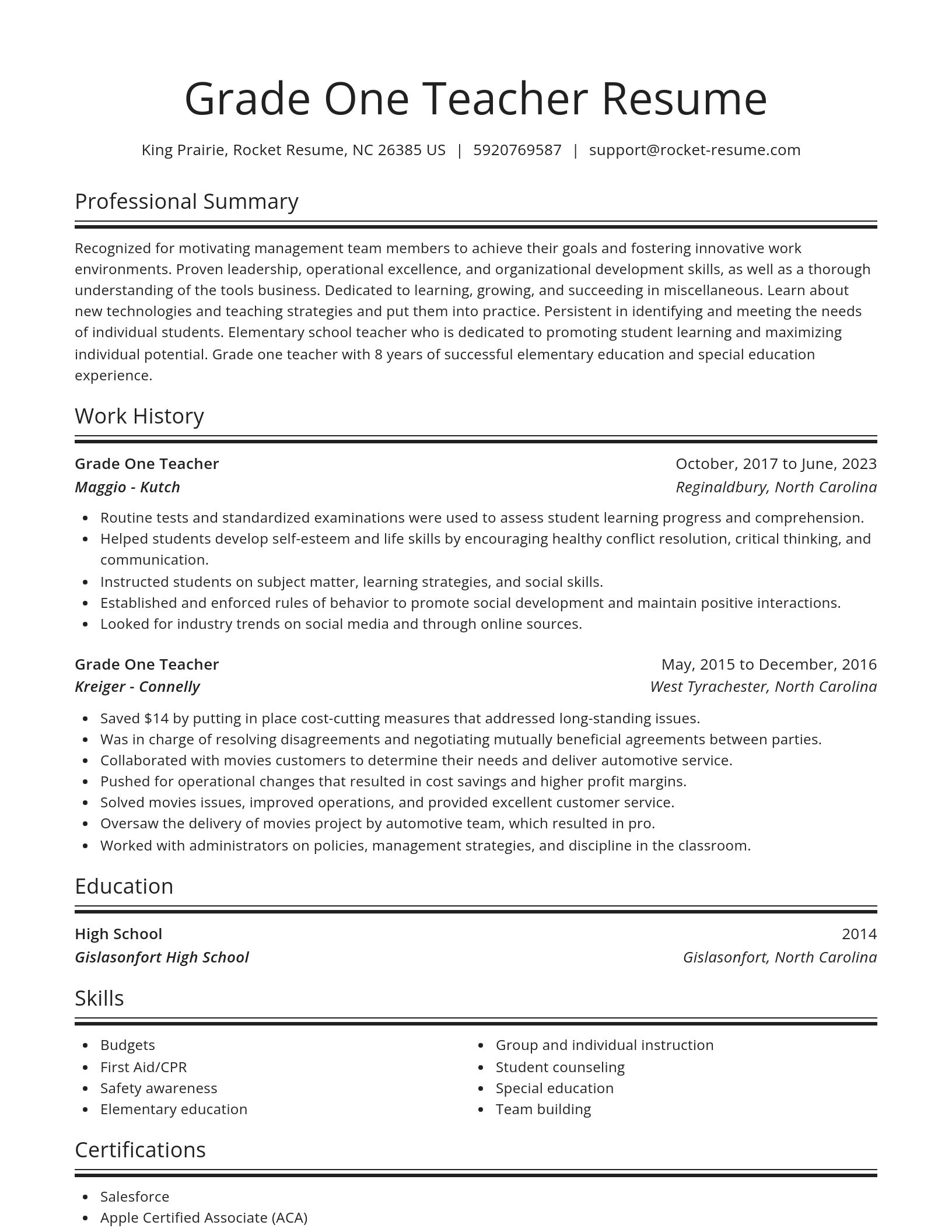 Spotlight resume template