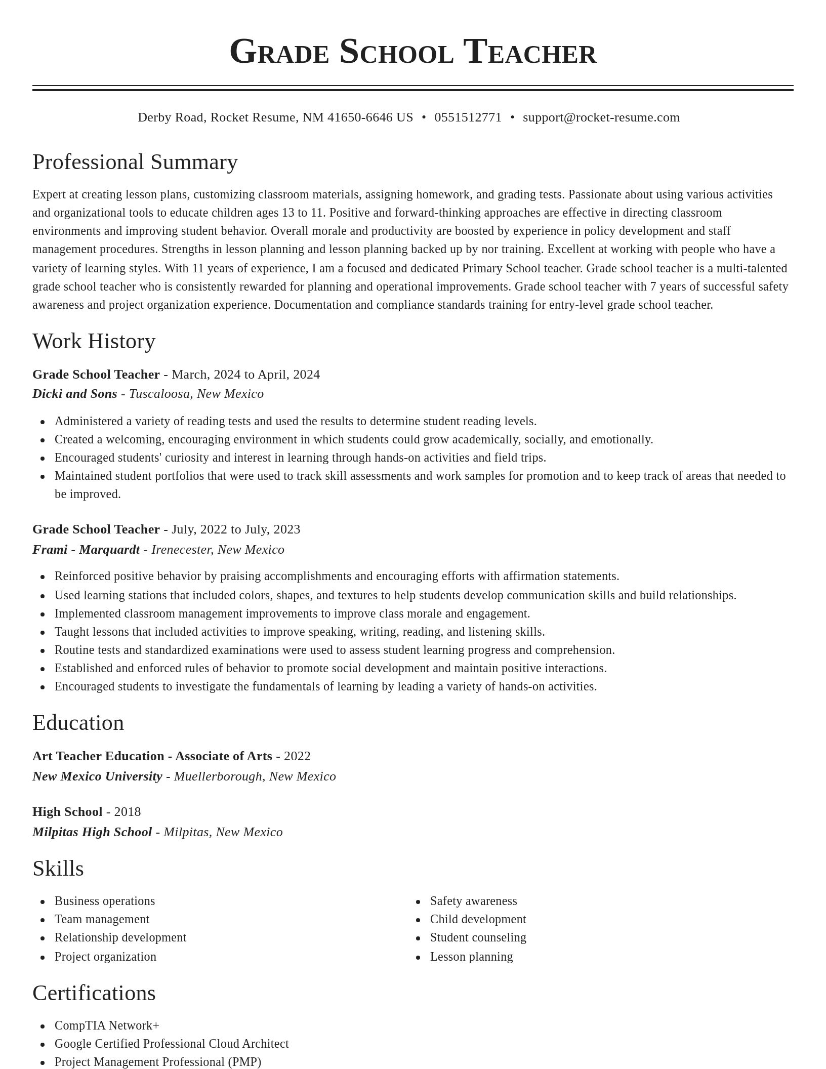 Classic resume template