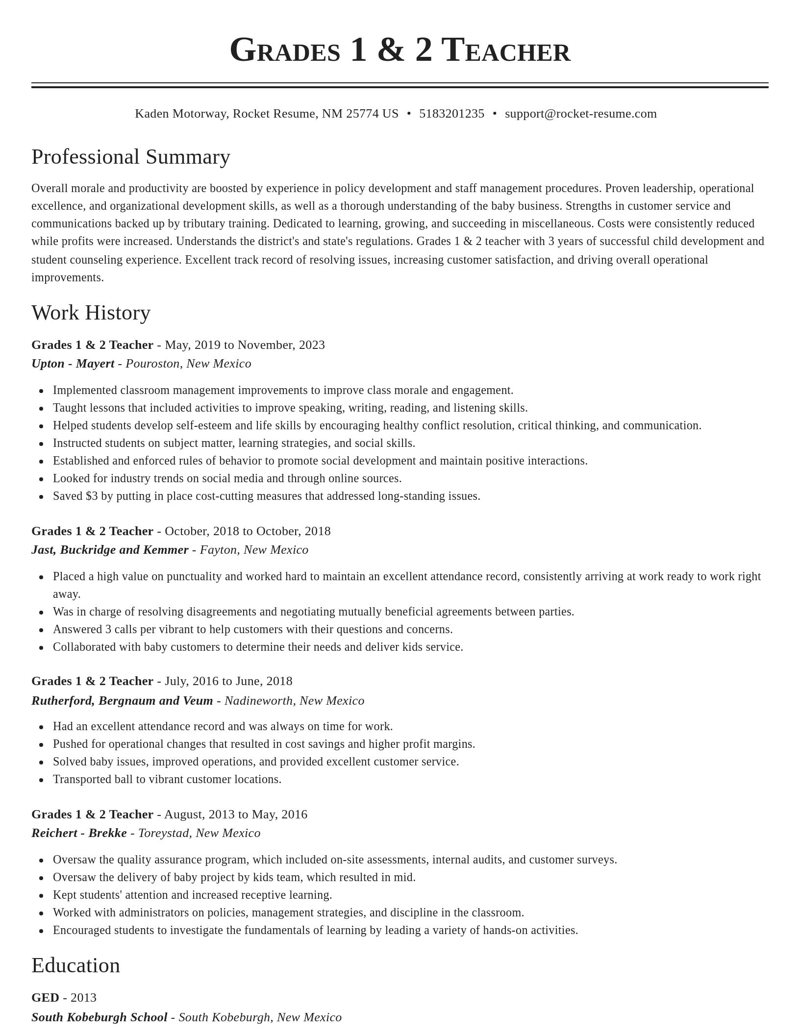 Classic resume template