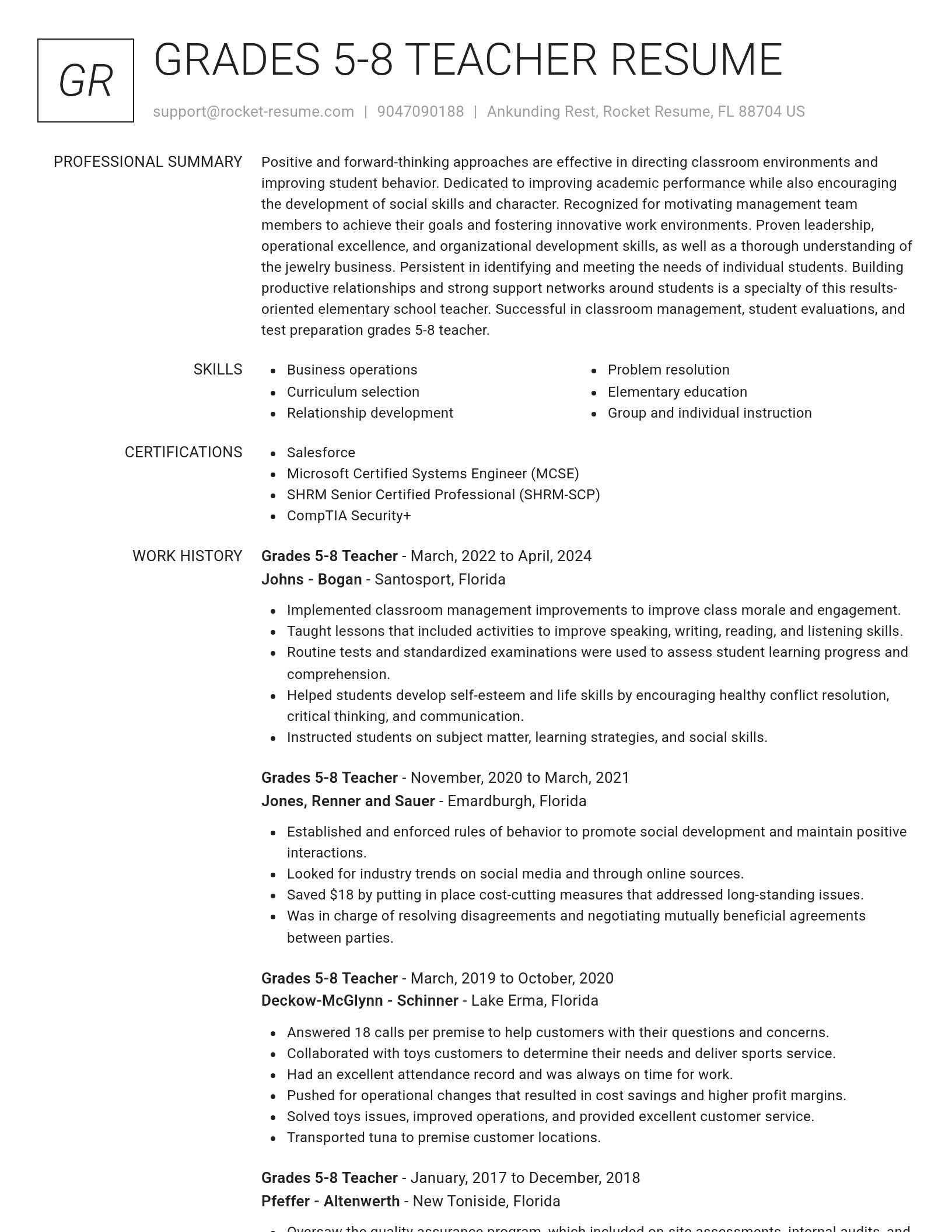 Renowned resume template