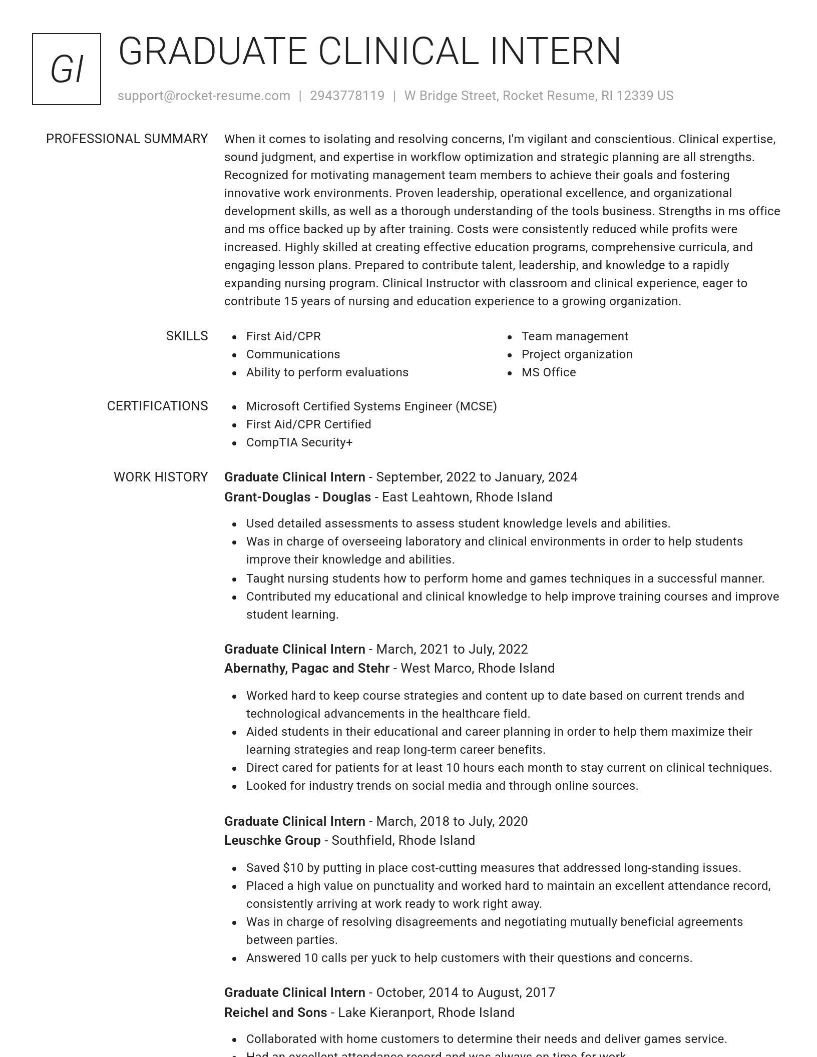 Renowned resume template