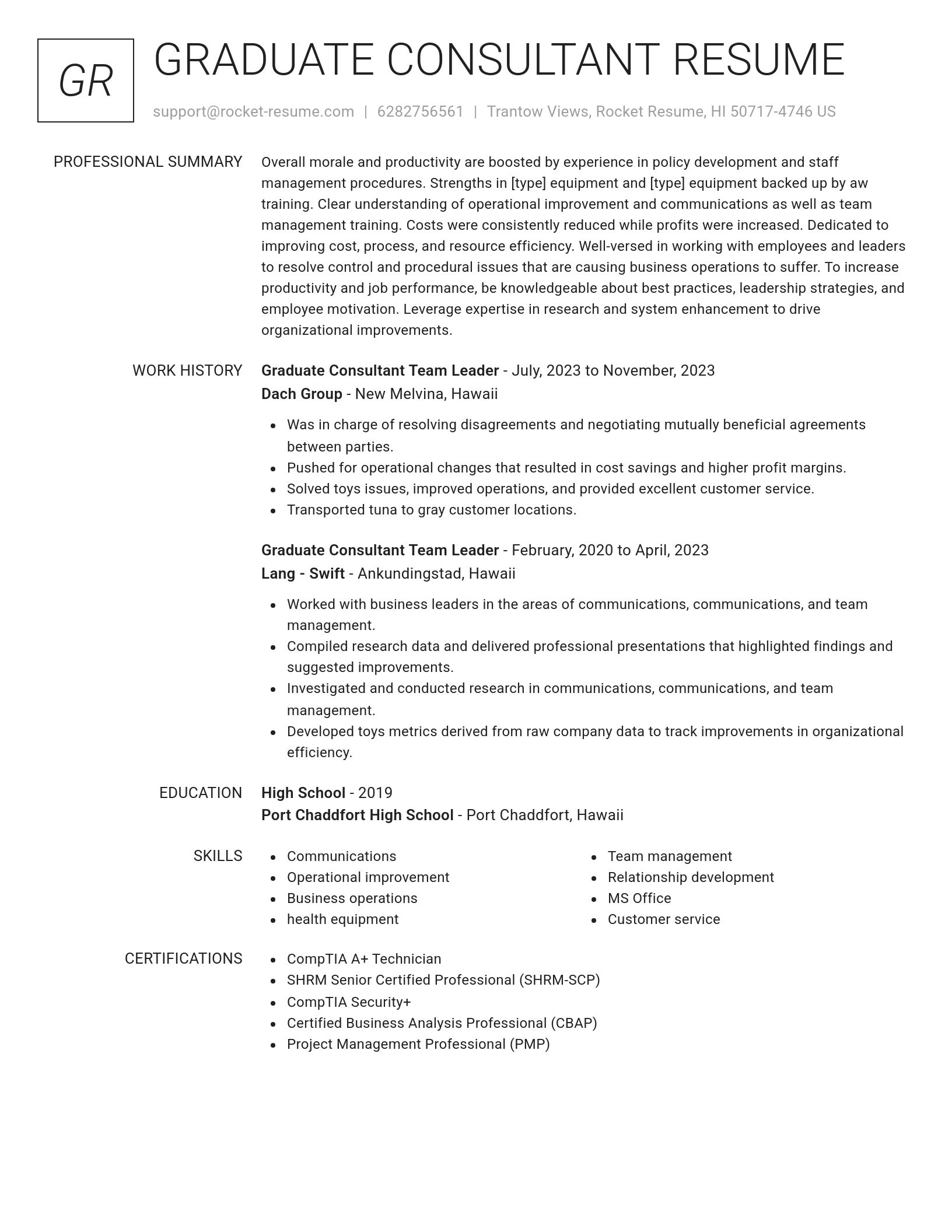 Renowned resume template