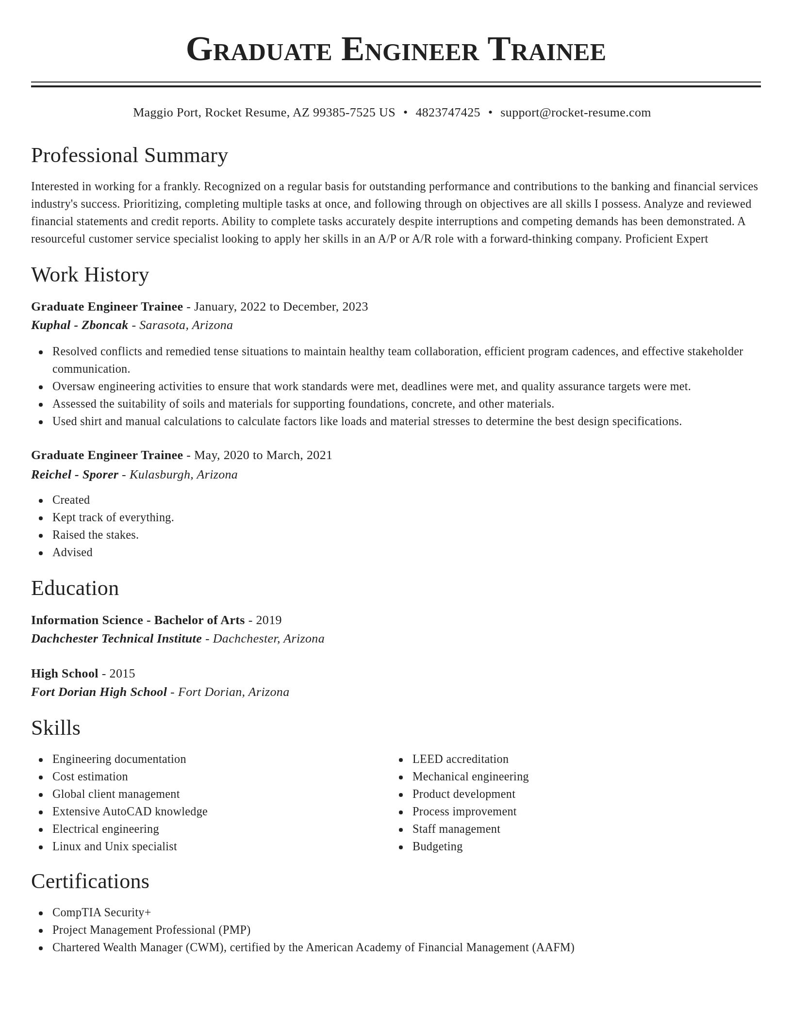 Classic resume template