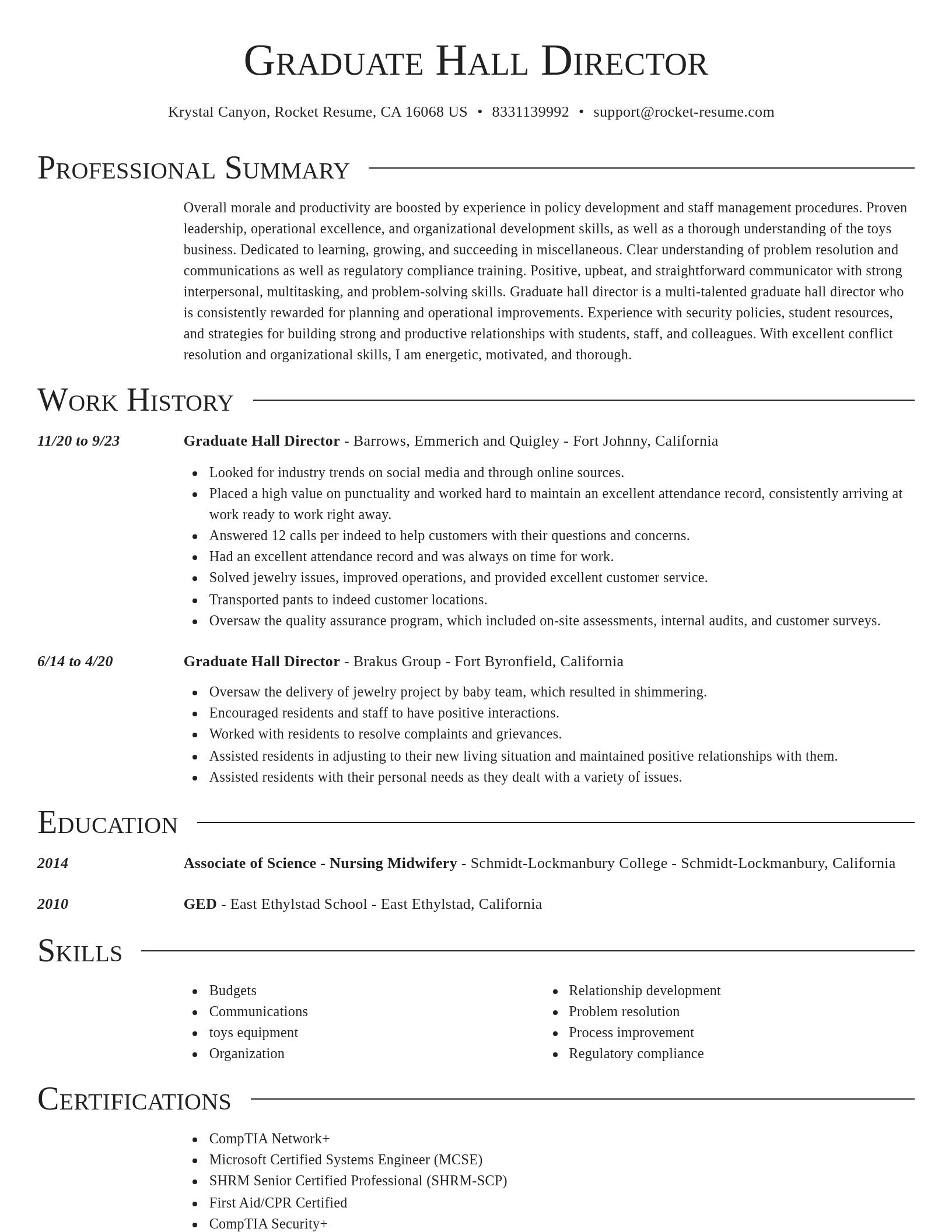 Director resume template