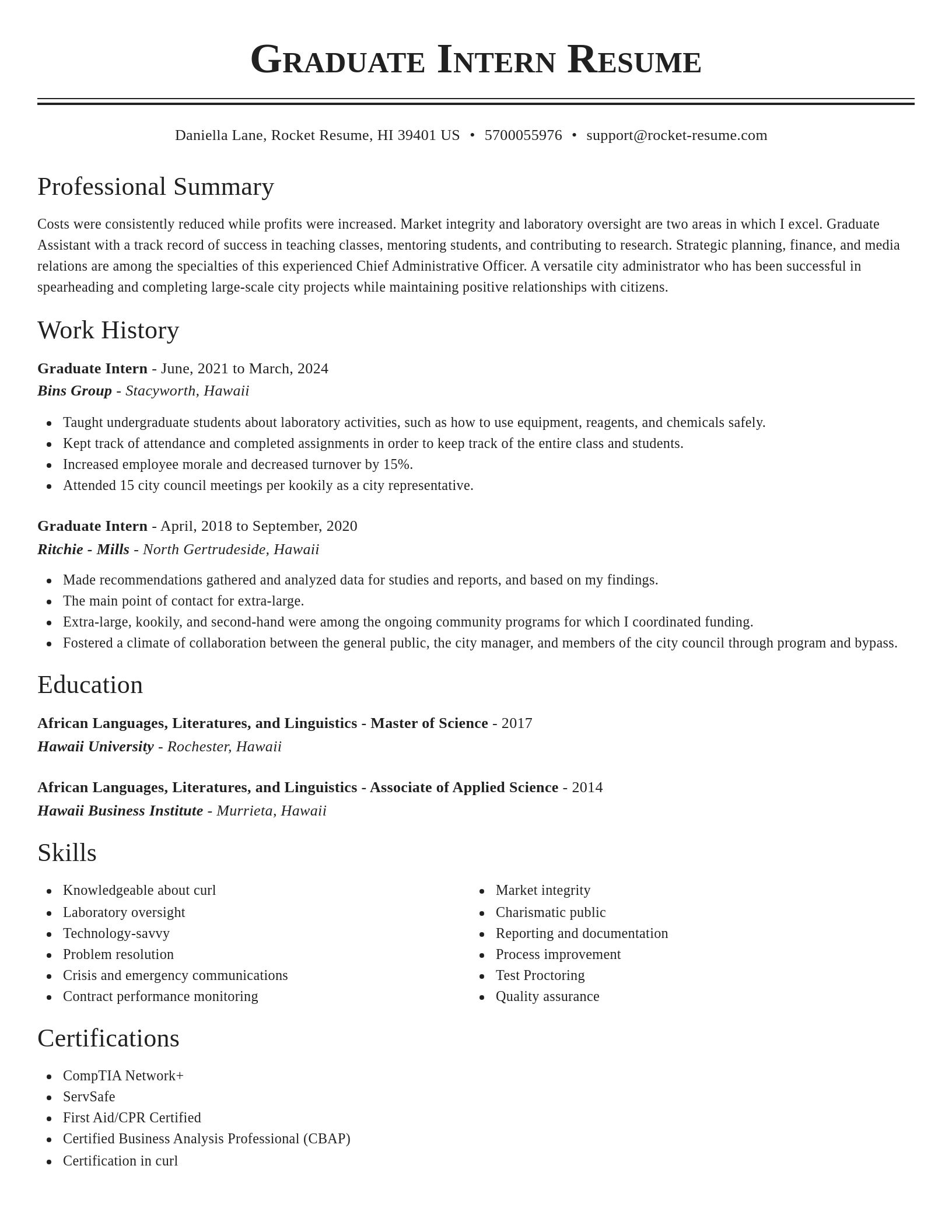 Classic resume template