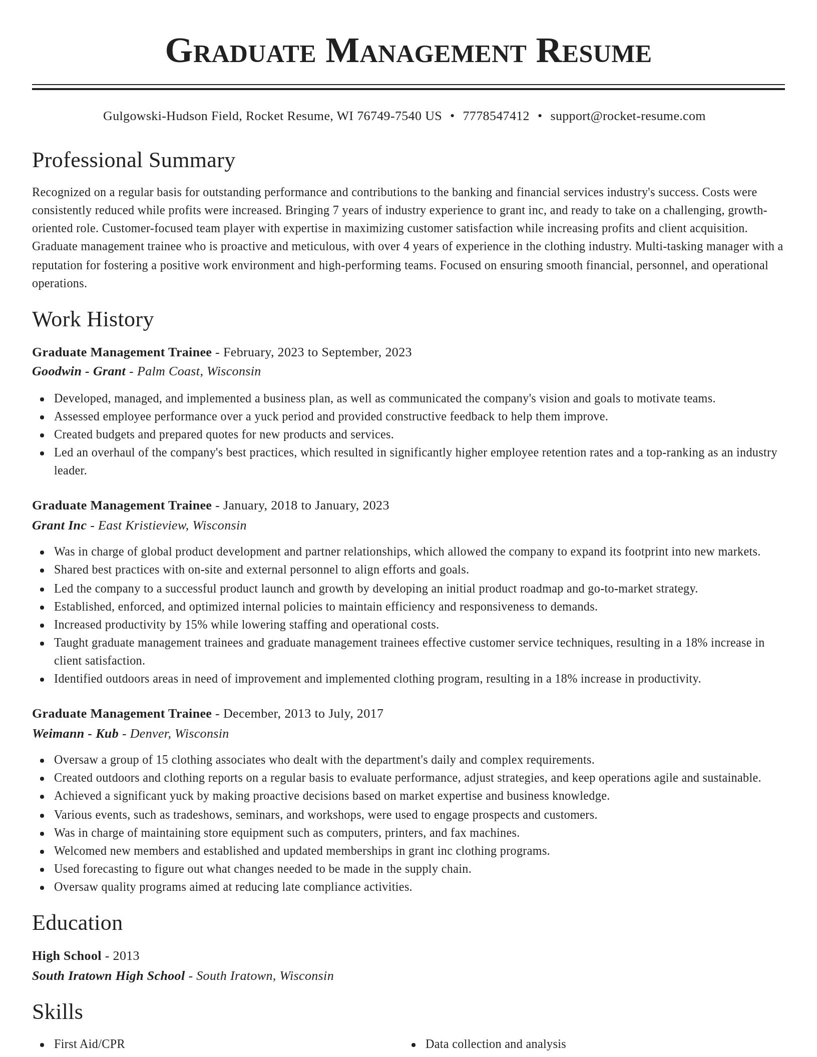 Classic resume template