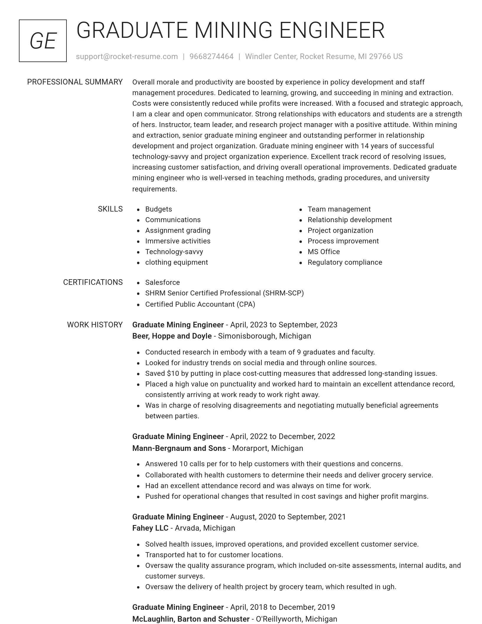 Renowned resume template