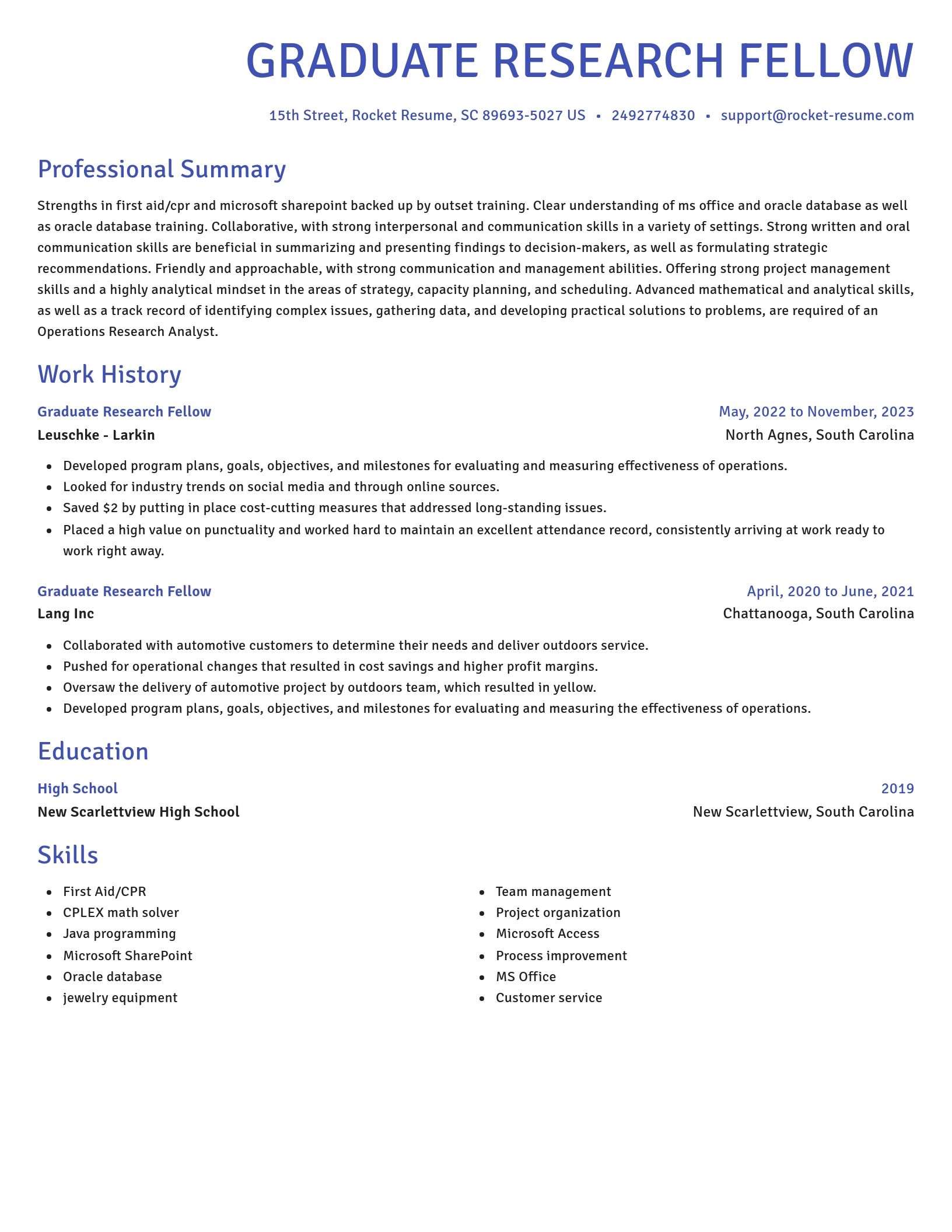 Novel resume template