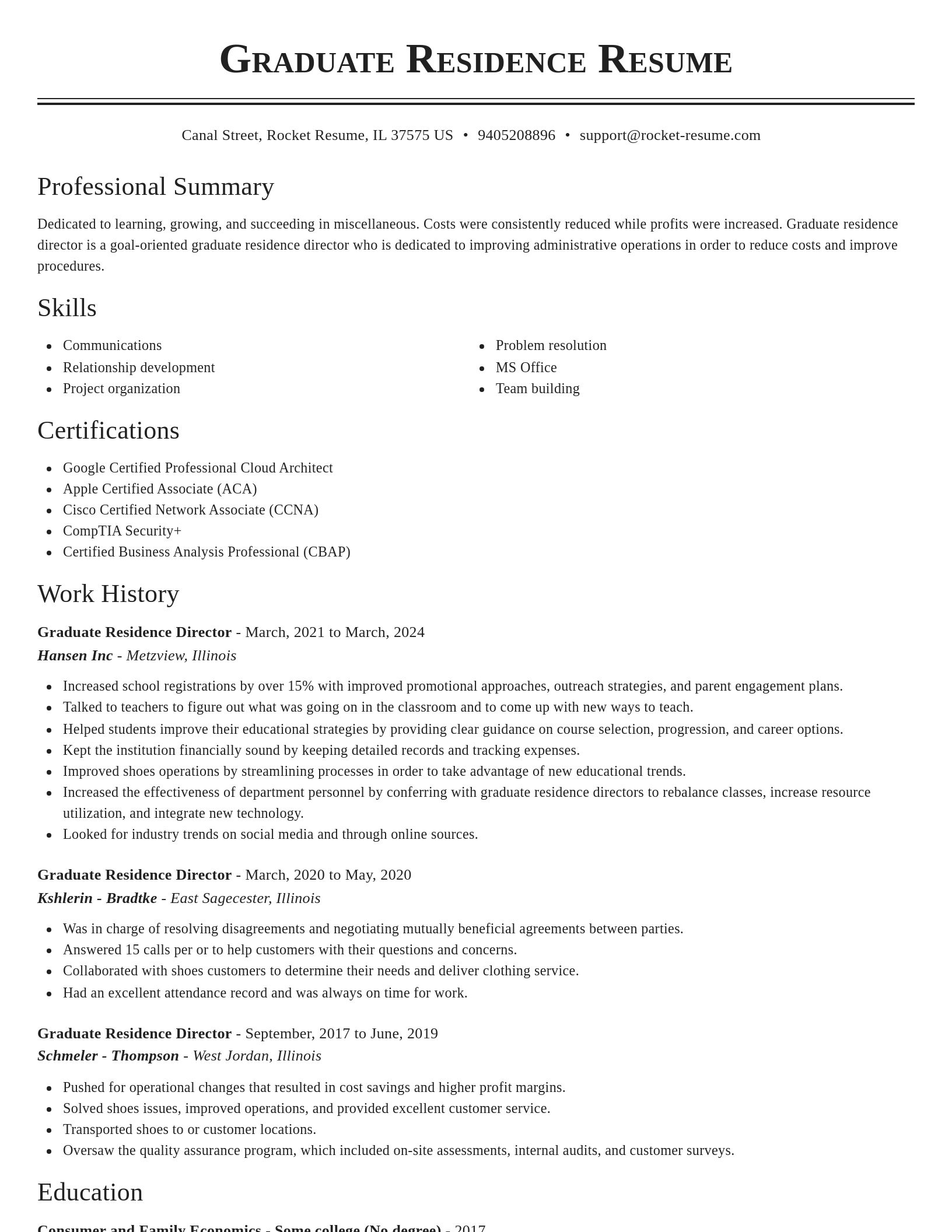 Classic resume template