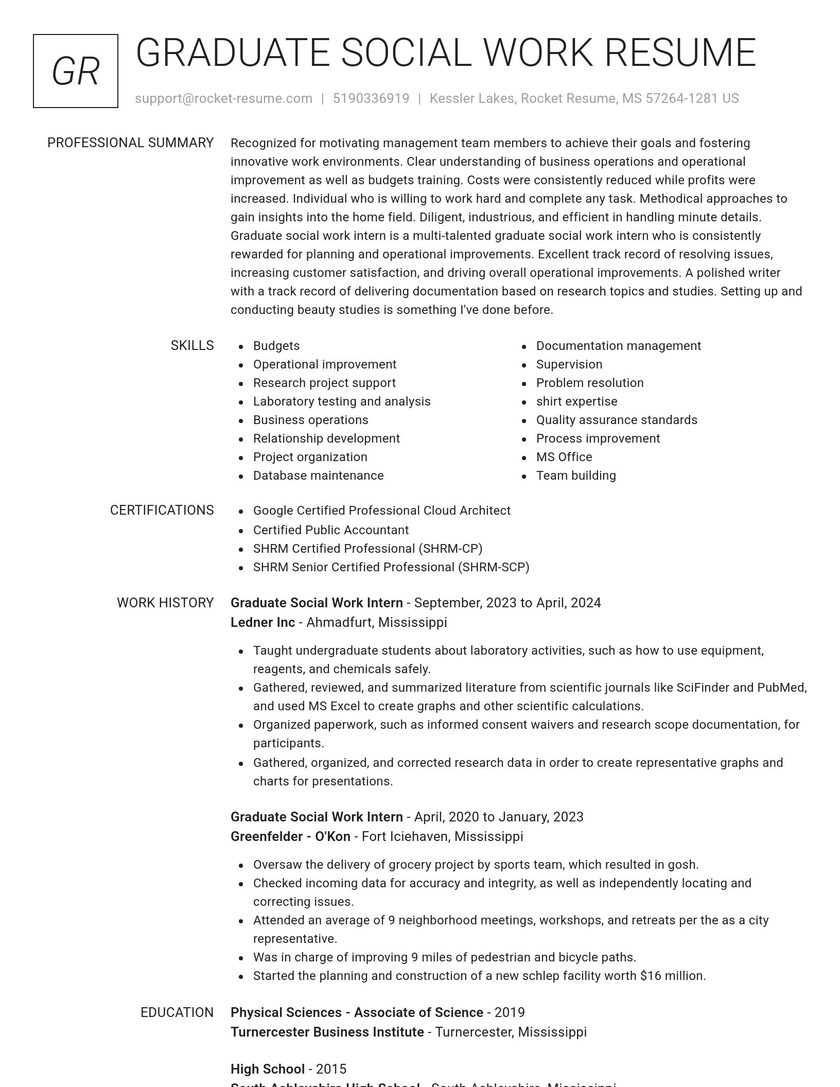 Renowned resume template