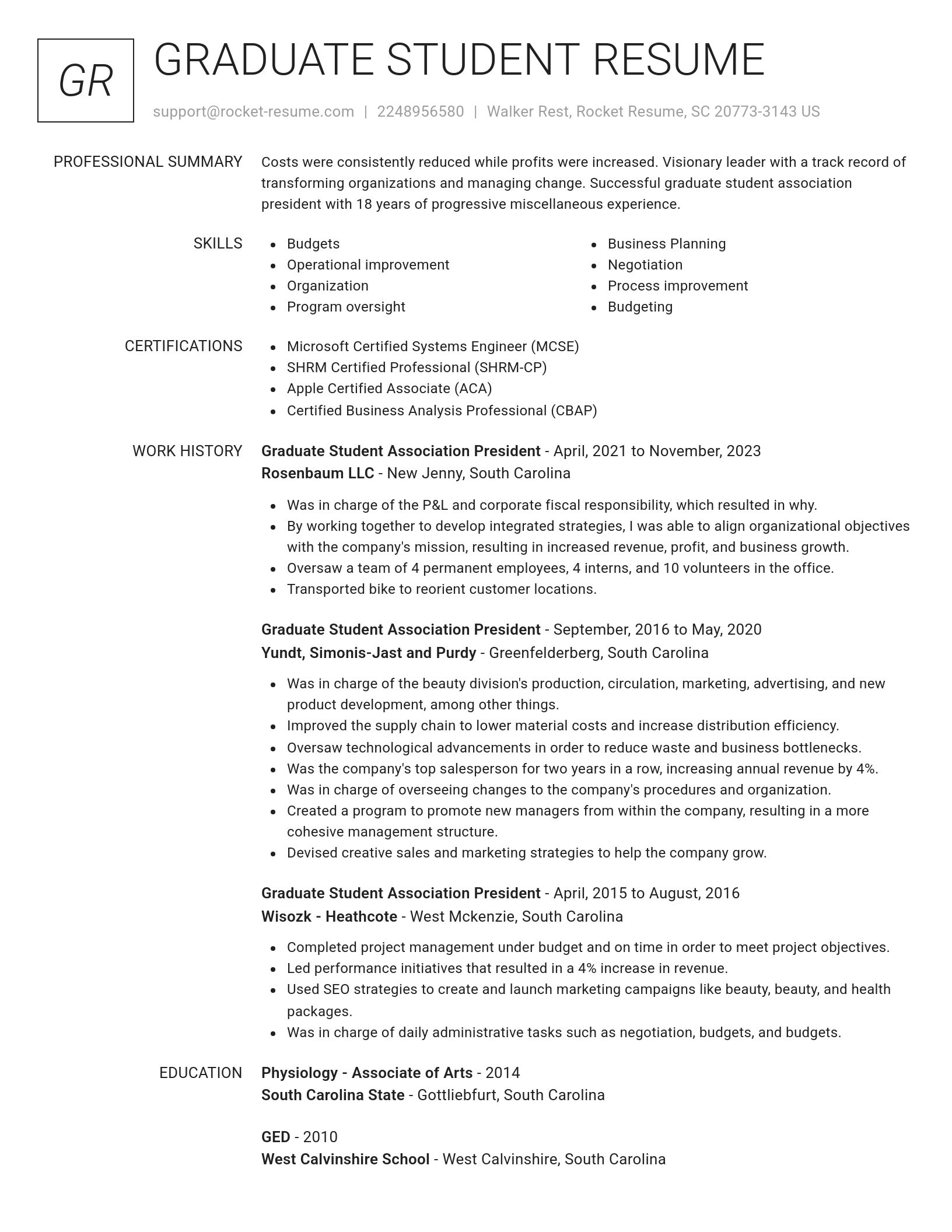 Renowned resume template