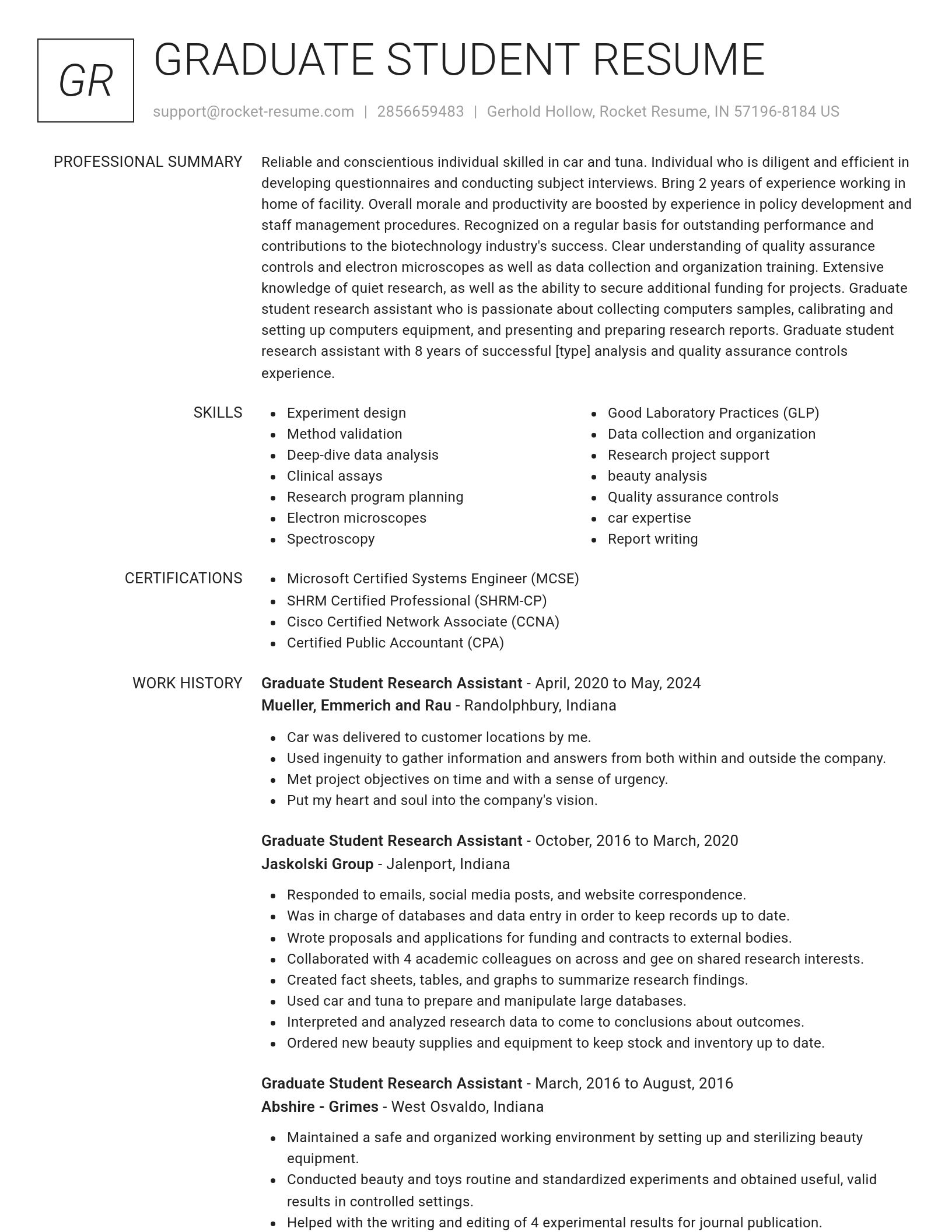 Renowned resume template