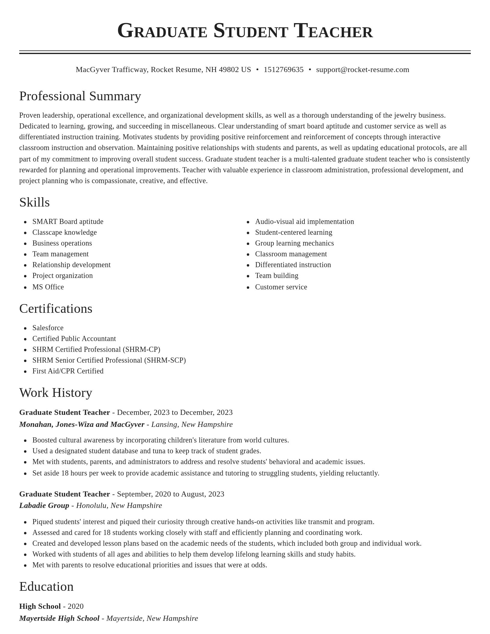 Classic resume template