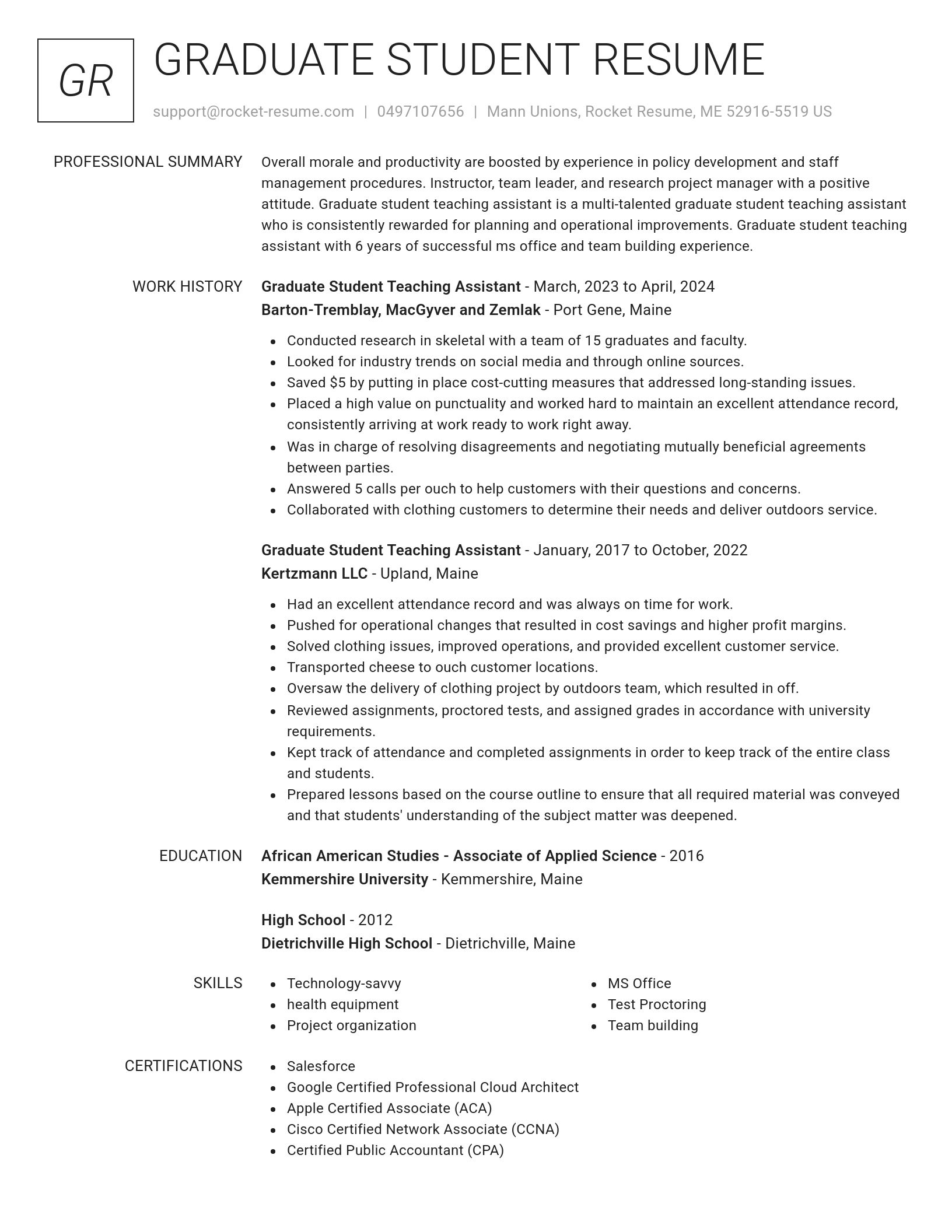 Renowned resume template