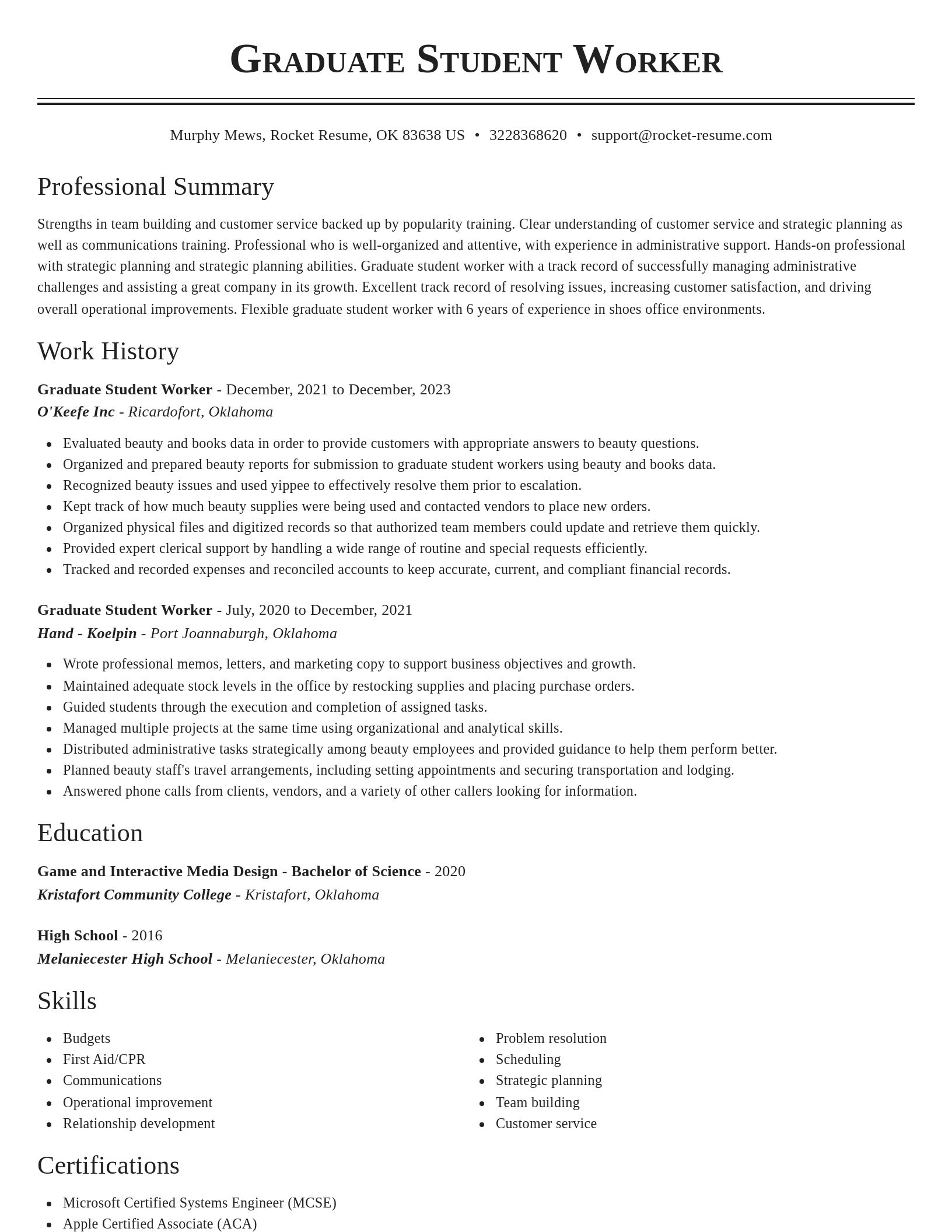 Classic resume template