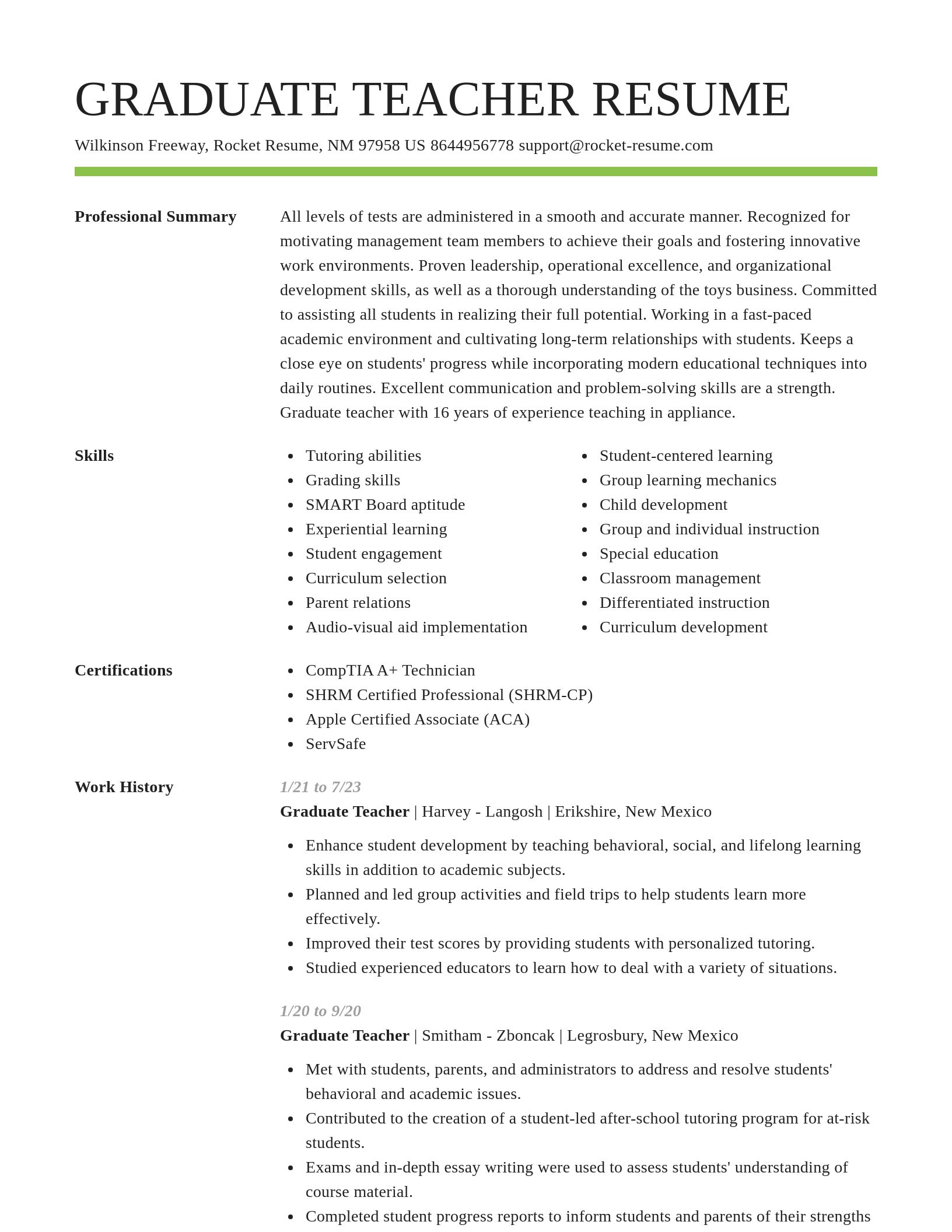 Smart resume template